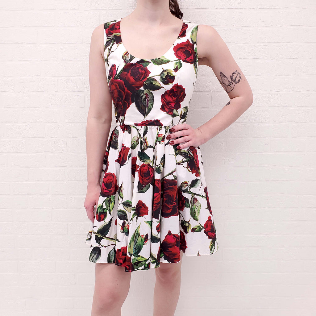 DOLCE & GABBANA ROSE PRINT DRESS - SIZE 46
