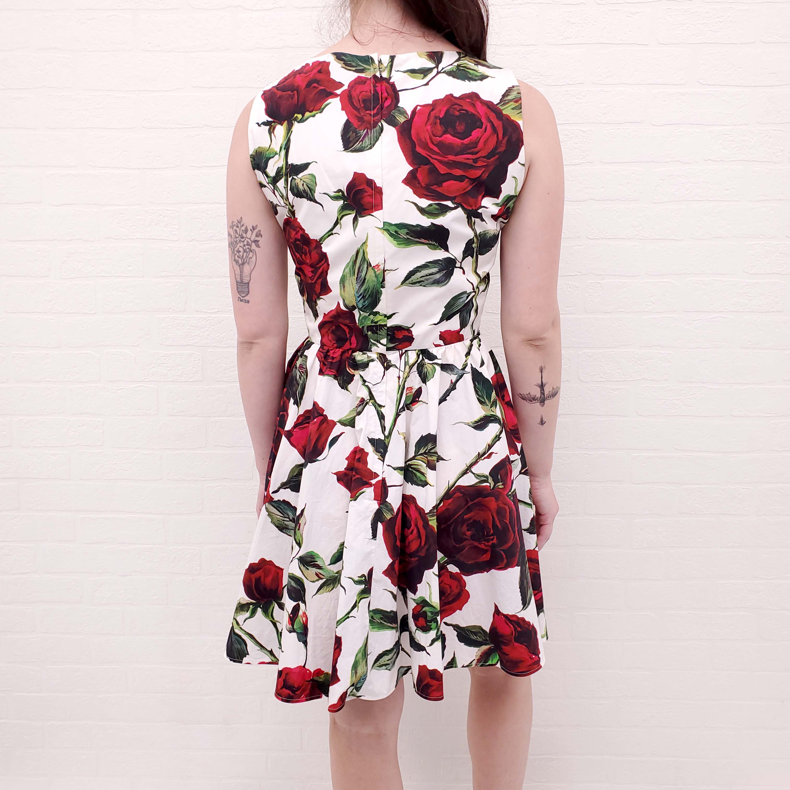 DOLCE & GABBANA ROSE PRINT DRESS - SIZE 46