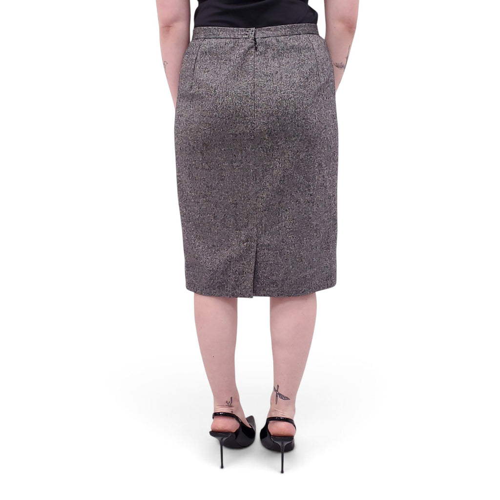 DOLCE & GABBANA SALT & PEPPER PATTERNED WOOL SKIRT - SIZE 44