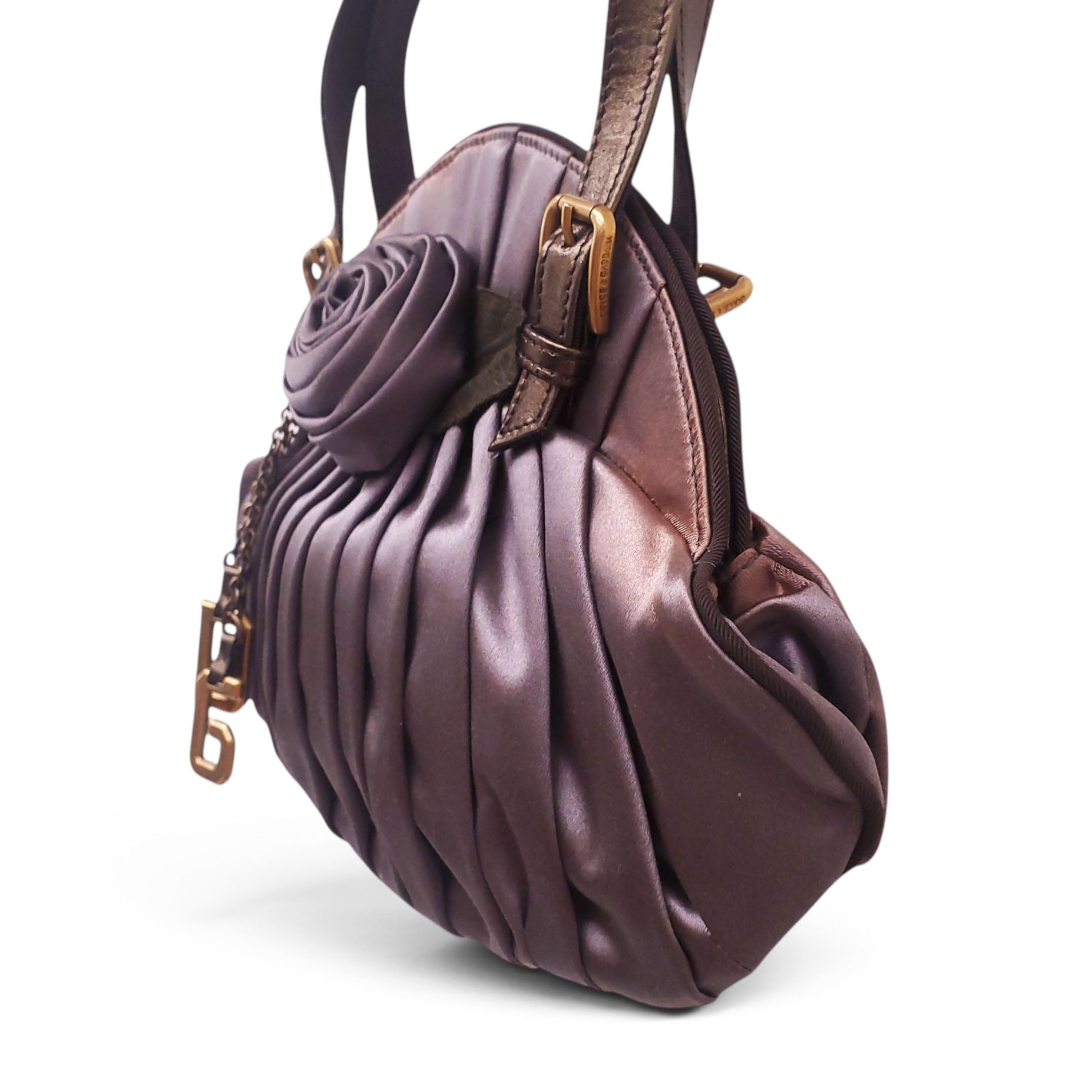 DOLCE & GABBANA SILK HANDBAG WITH DG LOGO