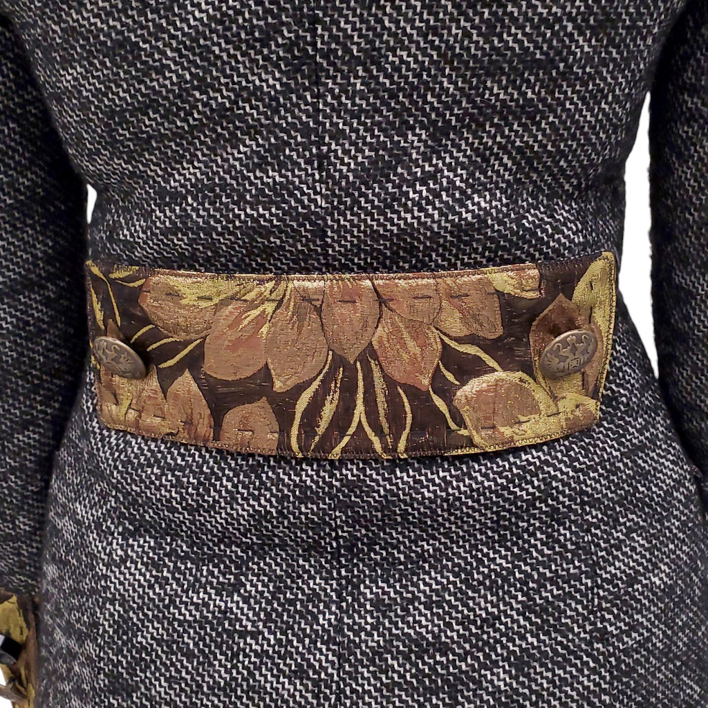 DOLCE & GABBANA TWEED JACQUARD COAT WITH MISMATCHED BUTTONS - SIZE 36