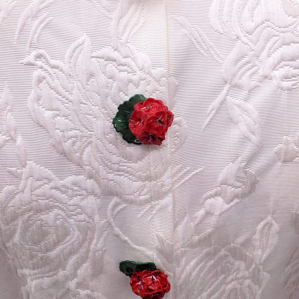 DOLCE & GABBANA WHITE DRESS WITH ROSETTE BUTTONS - SIZE 46