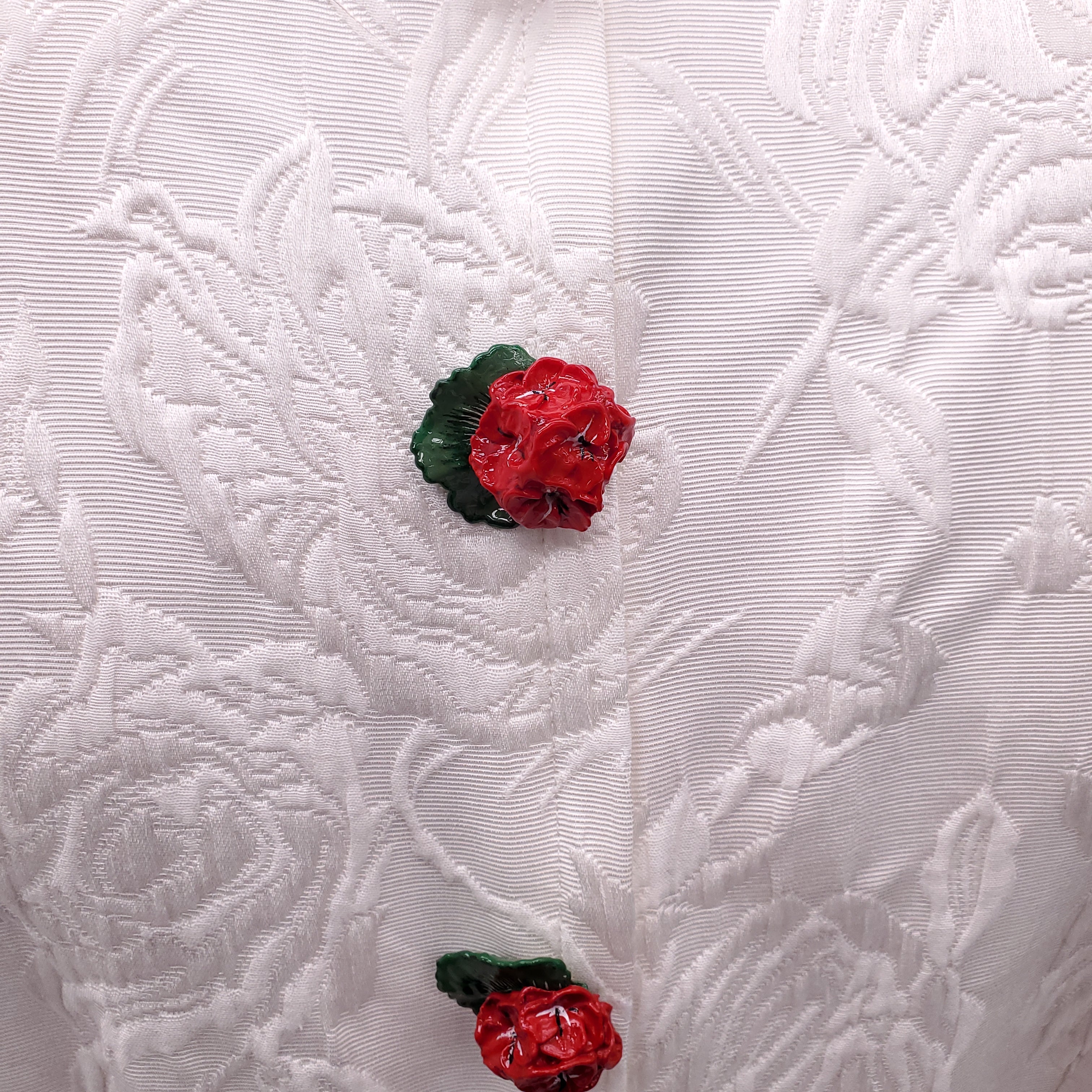 DOLCE & GABBANA WHITE DRESS WITH ROSETTE BUTTONS - SIZE 46