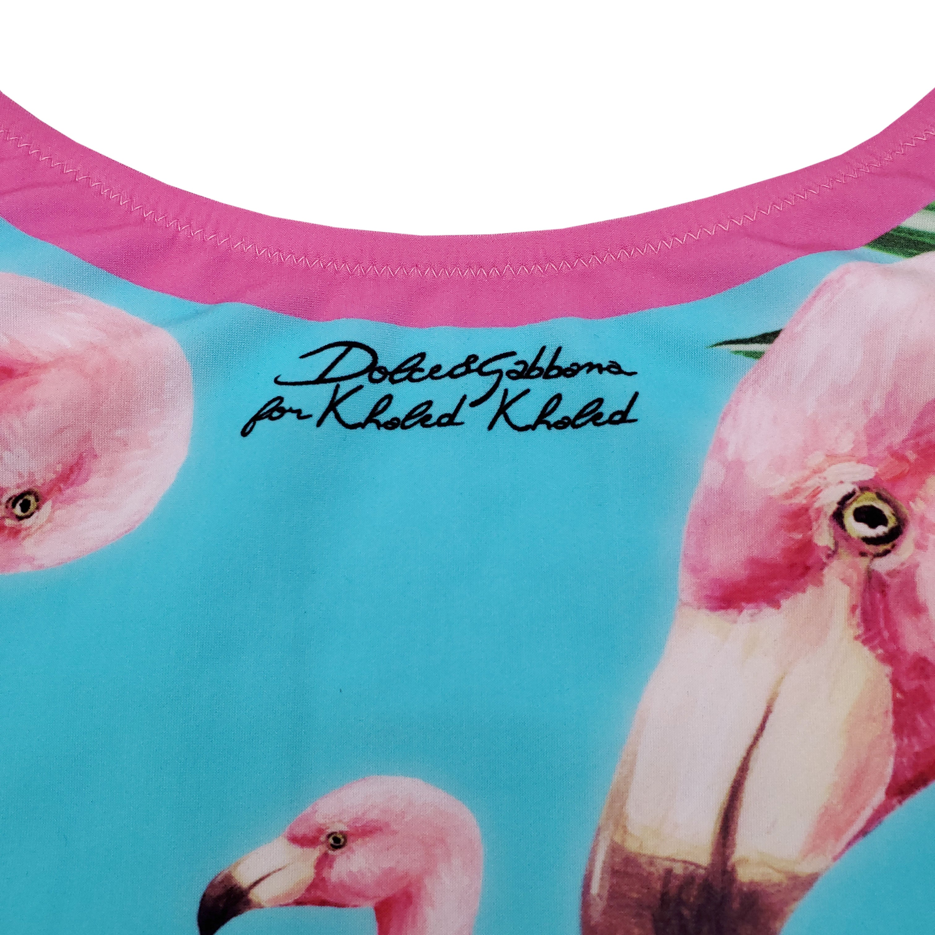 DOLCE & GABBANA X DJ KHALED FLAMINGO ONE-PIECE SWIMSUIT - SIZE 3/M