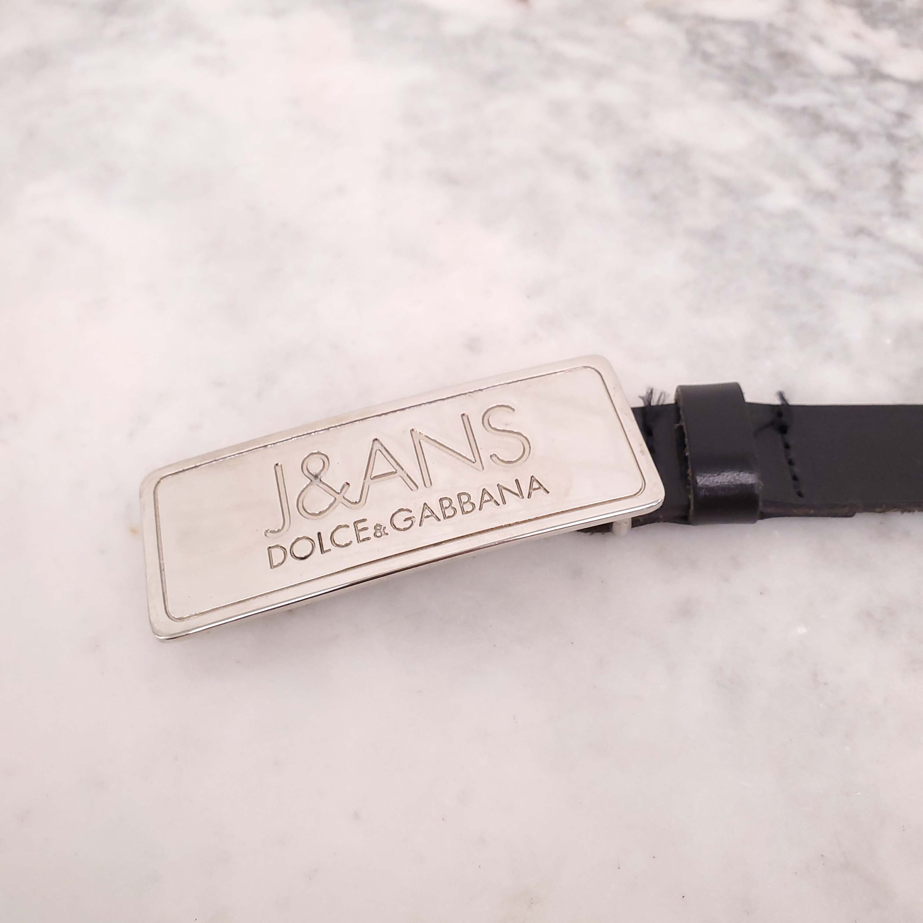 DOLCE & GABBANA 'J&ANS' BLACK LOGO BELT - SIZE 65