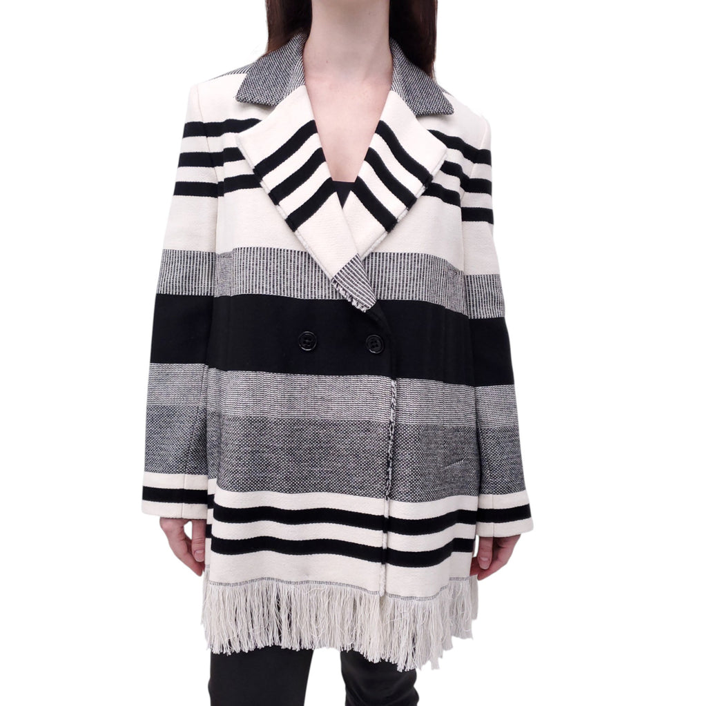 DOROTHEE SCHUMACHER STRIPED LUXURY COTTON AND WOOL JACKET - SIZE 1
