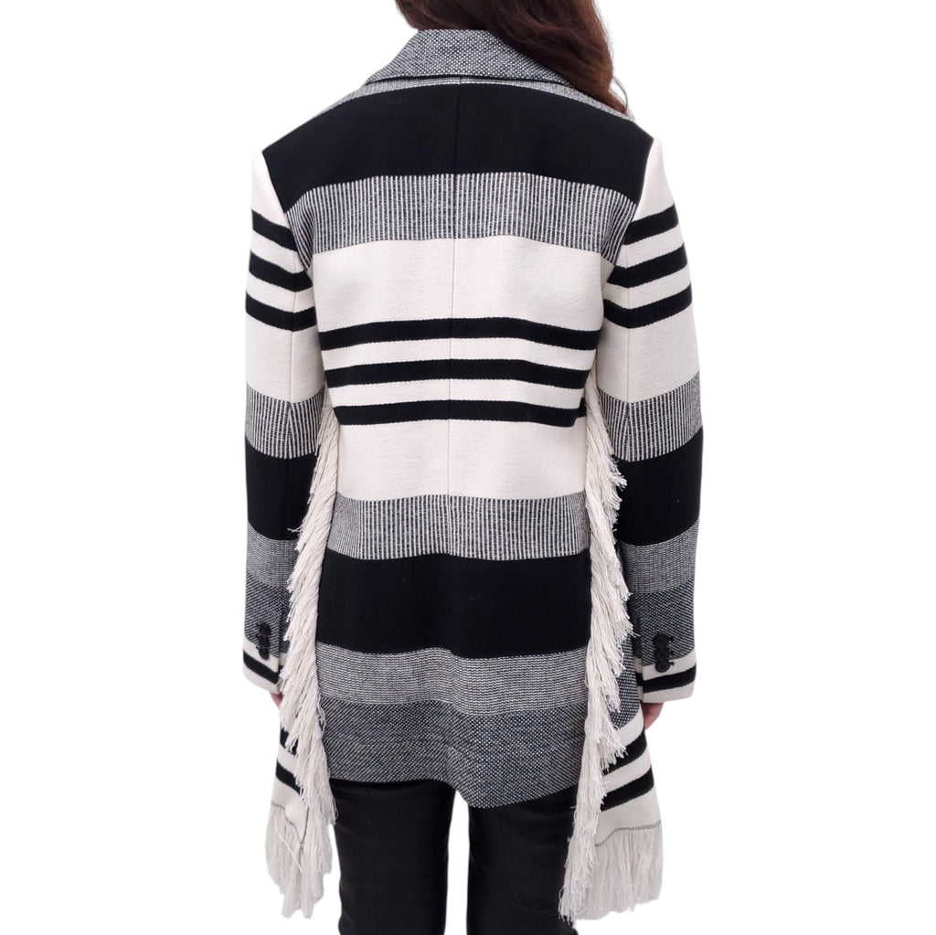 DOROTHEE SCHUMACHER STRIPED LUXURY COTTON AND WOOL JACKET - SIZE 1