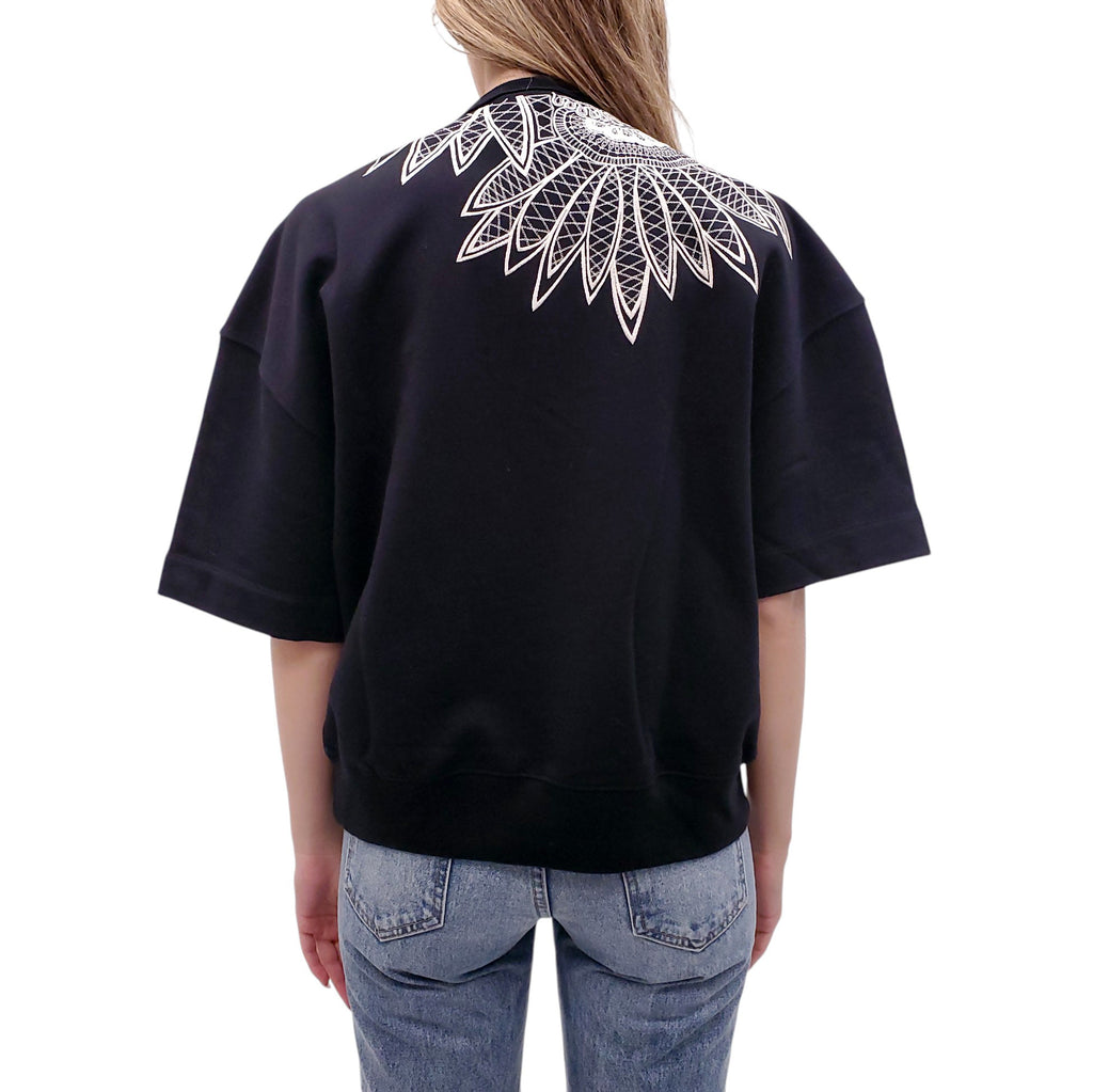DRIES VAN NOTEN BLACK AND WHITE HELOOVI SHORT SLEEVE SWEATSHIRT - SIZE S