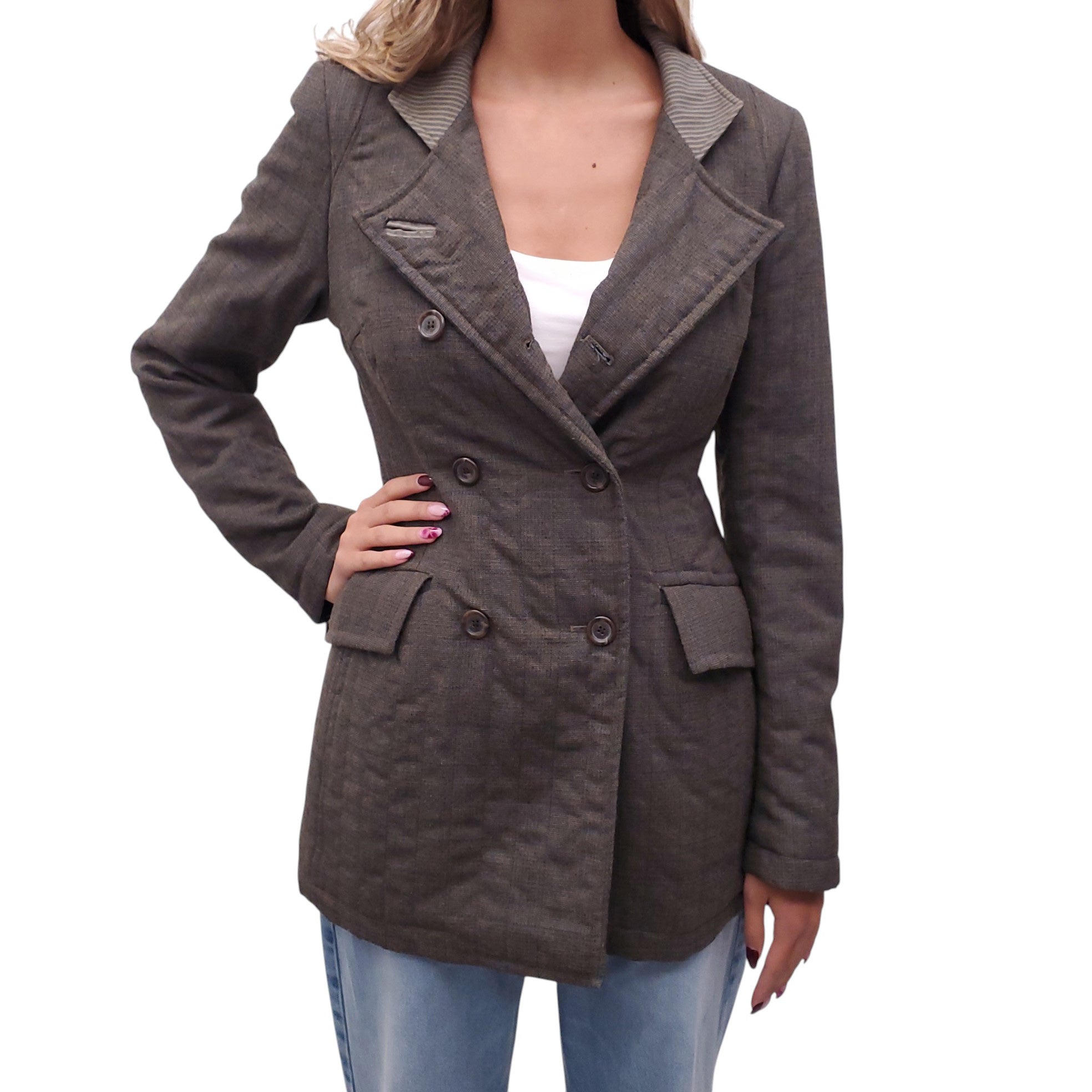 DRIES VAN NOTEN KHAKI PLAID JACKET - SIZE 36