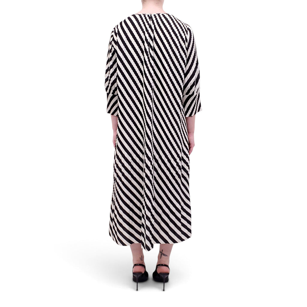 DRIES VAN NOTEN PLEATED BLACK AND WHITE DRESS - SIZE M