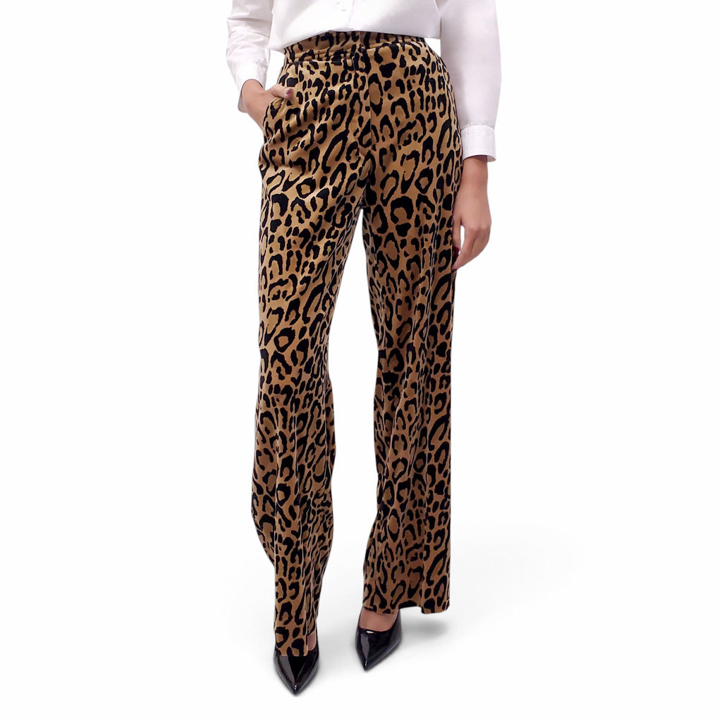 DRIES VAN NOTEN VELVET LEOPARD TROUSERS - SIZE 38