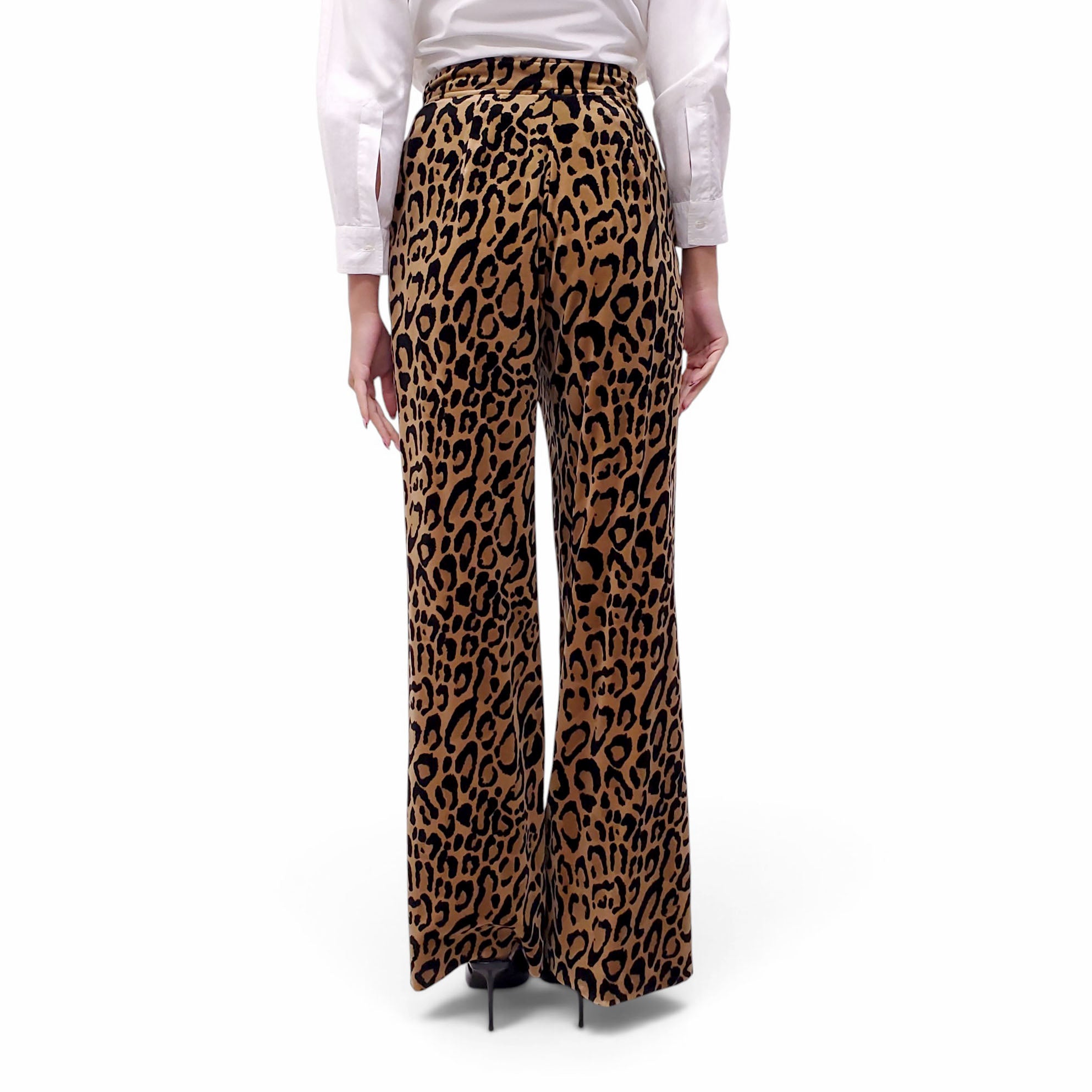 DRIES VAN NOTEN VELVET LEOPARD TROUSERS - SIZE 38
