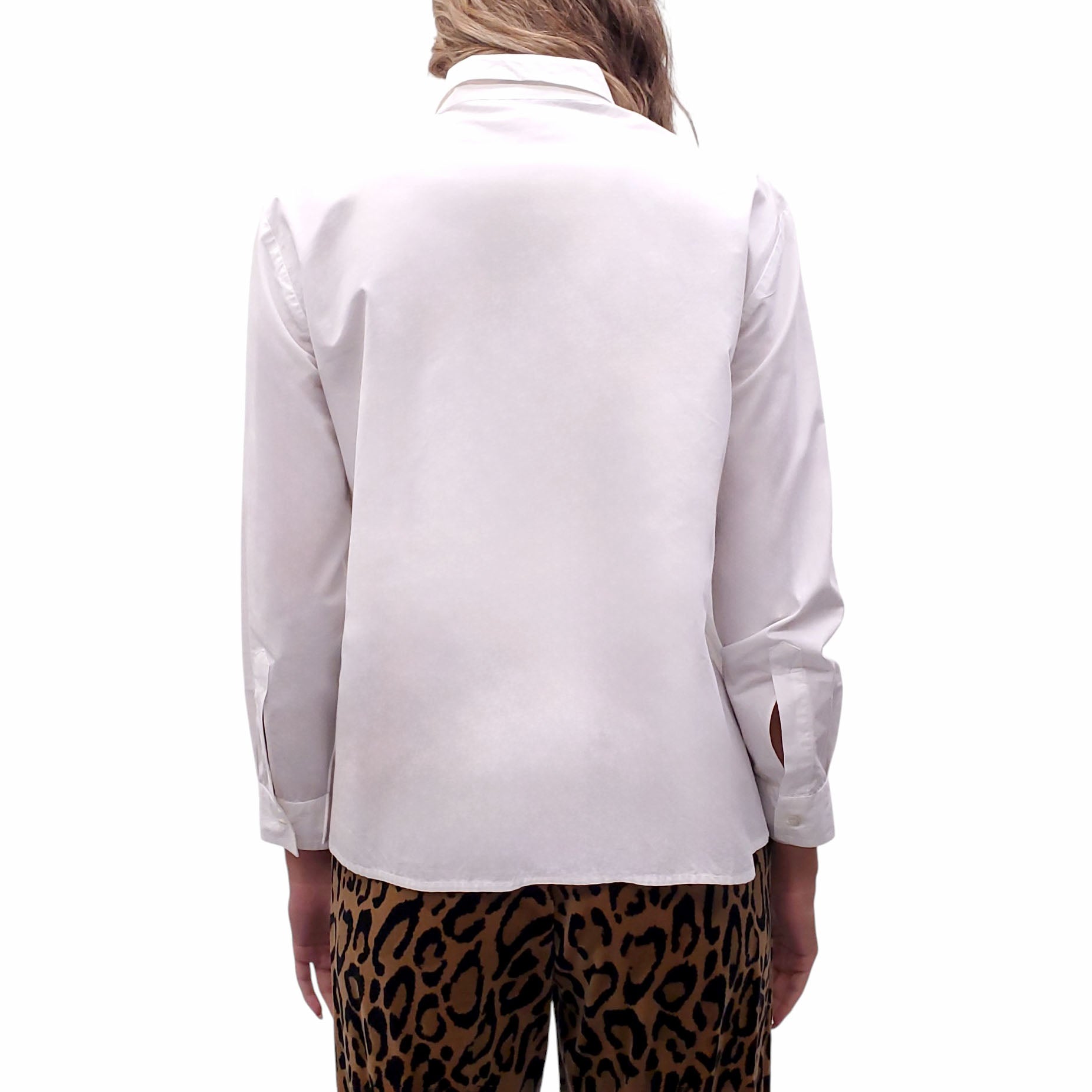 DRIES VAN NOTEN WHITE BLOUSE WITH GOLD BEADING DETAIL - SIZE 40