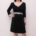 EMILIO PUCCI BLACK WOOL DRESS WITH PATTERNED DETAIL - SIZE 40