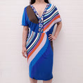 EMILIO PUCCI BLUE AND ORANGE PATTERNED DRESS - SIZE 46