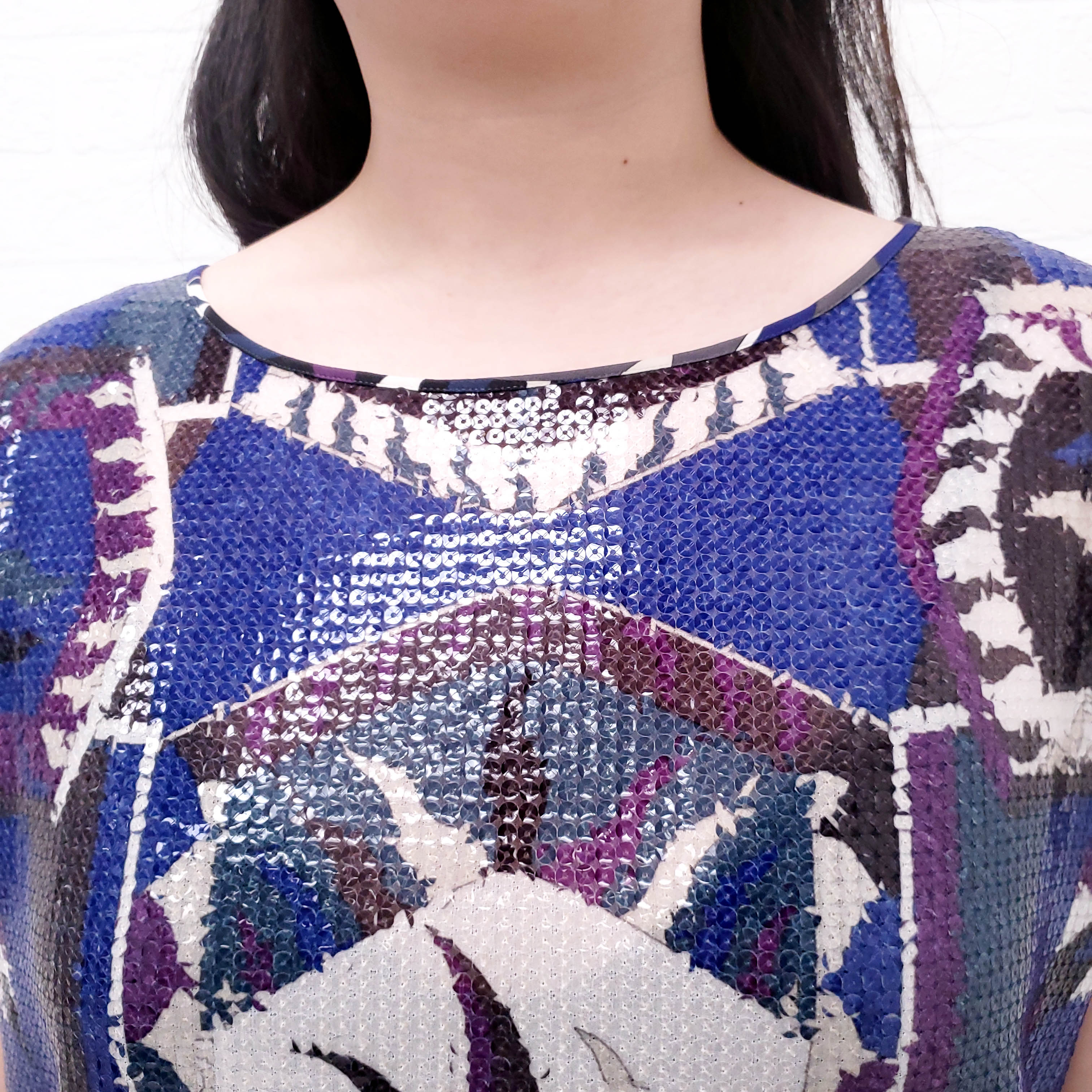 EMILIO PUCCI BLUE AND PURPLE SEQUIN TOP - SIZE 40