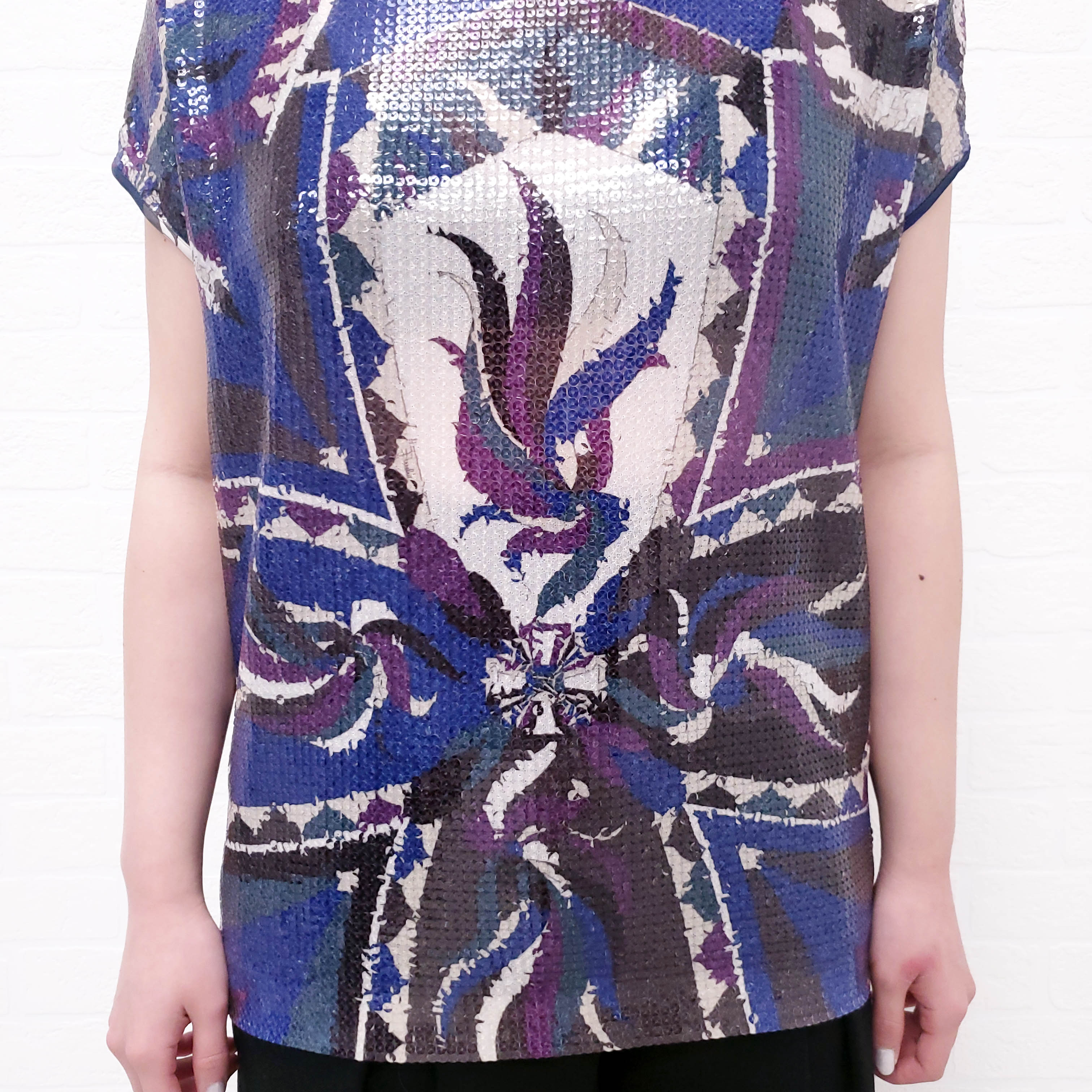 EMILIO PUCCI BLUE AND PURPLE SEQUIN TOP - SIZE 40
