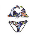 EMILIO PUCCI ORANGE, BLUE, AND NEON YELLOW PATTERNED BIKINI - SIZE 38