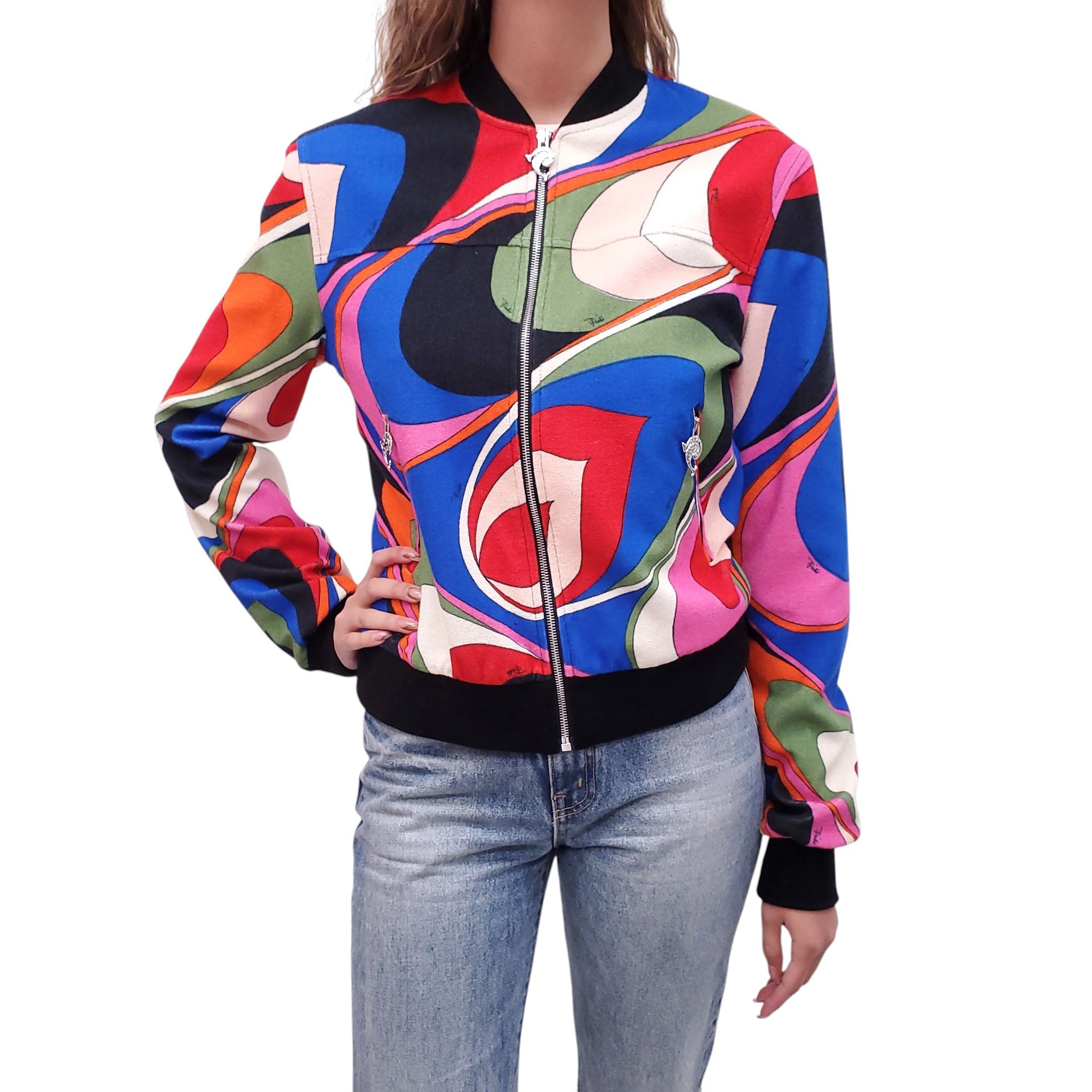 EMILIO PUCCI PATTERNED BOMBER JACKET - SIZE 8