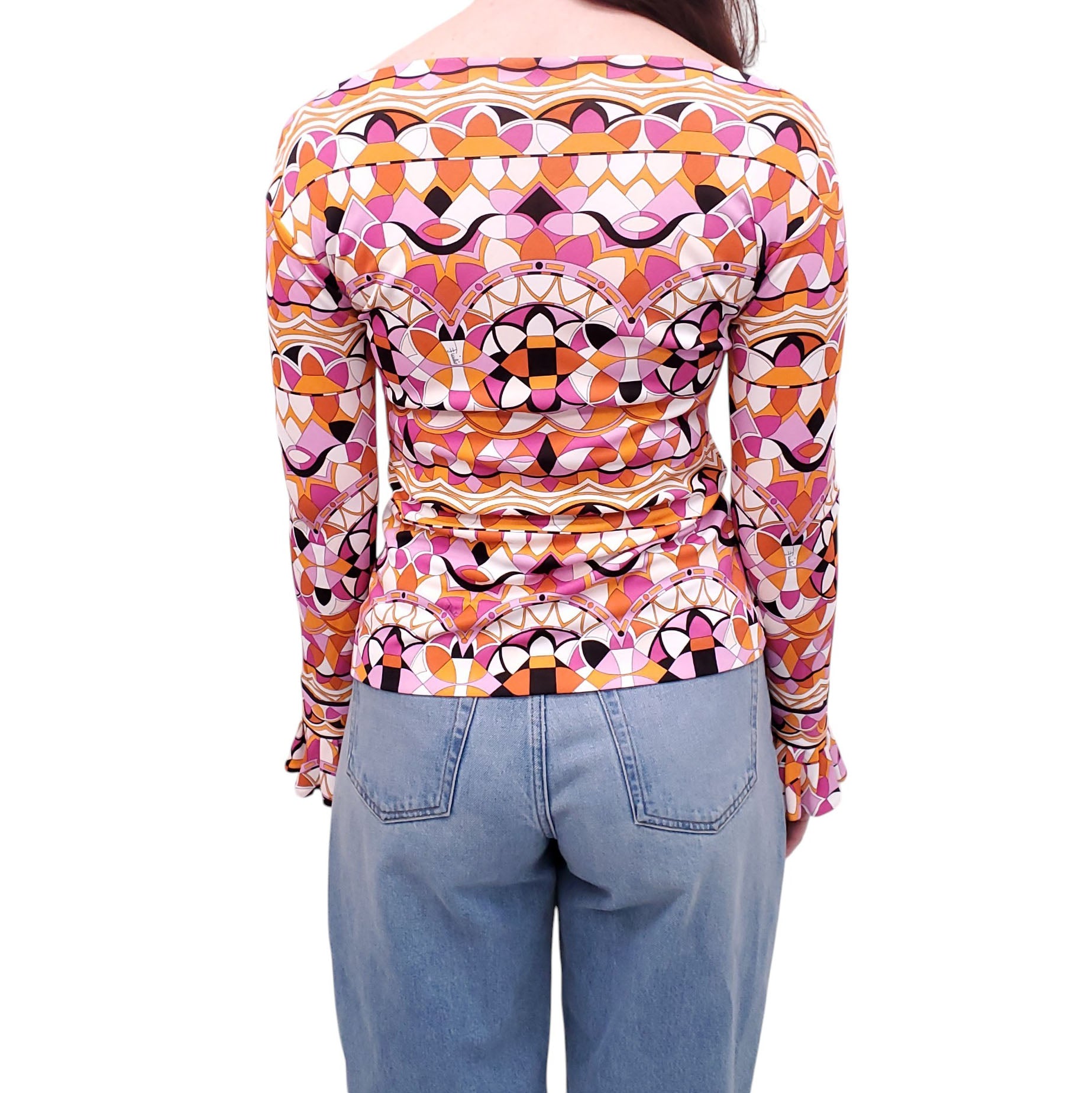 EMILIO PUCCI PINK AND ORANGE PATTERNED TOP - SIZE 4