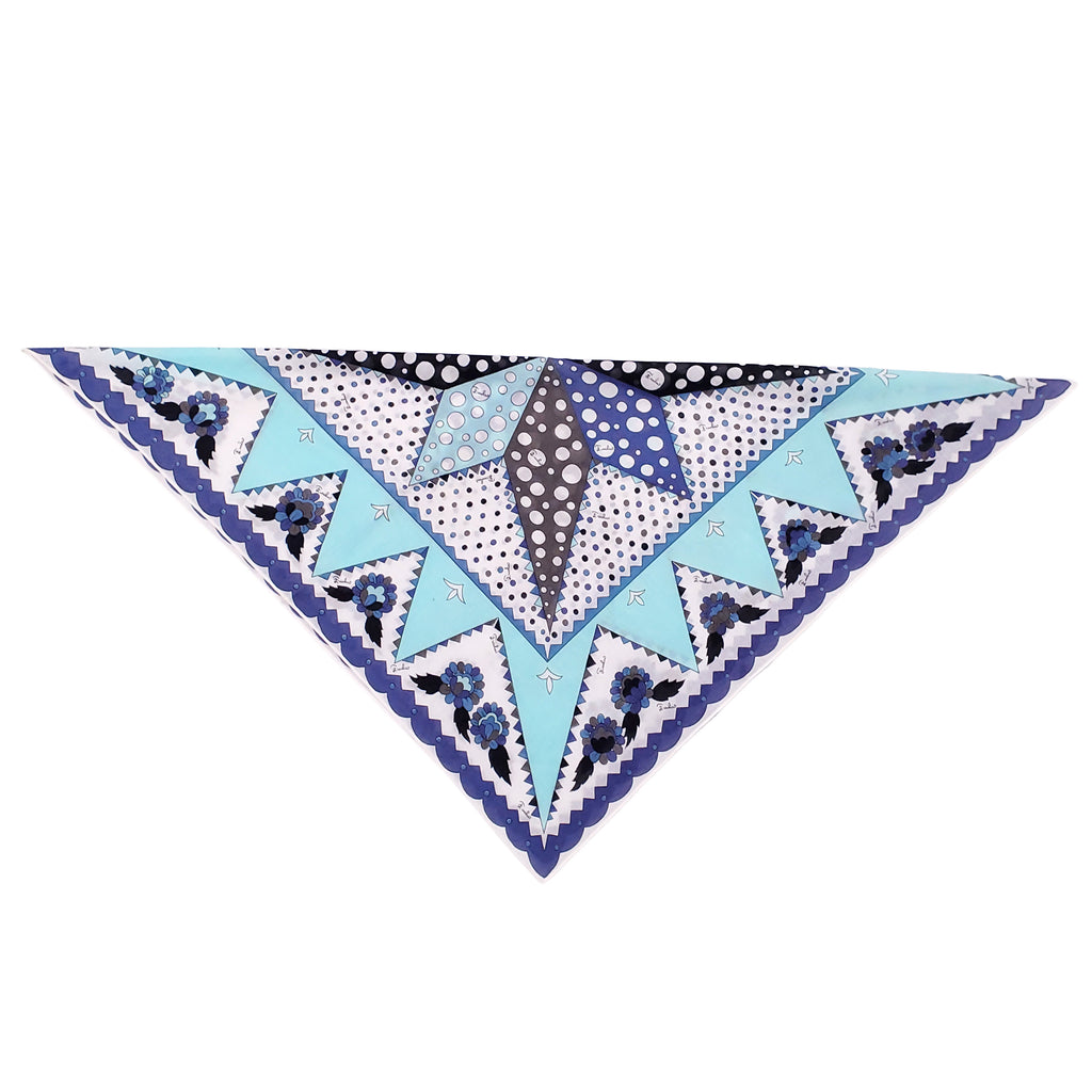 EMILIO PUCCI TURQUOISE PATTERNED SCARF