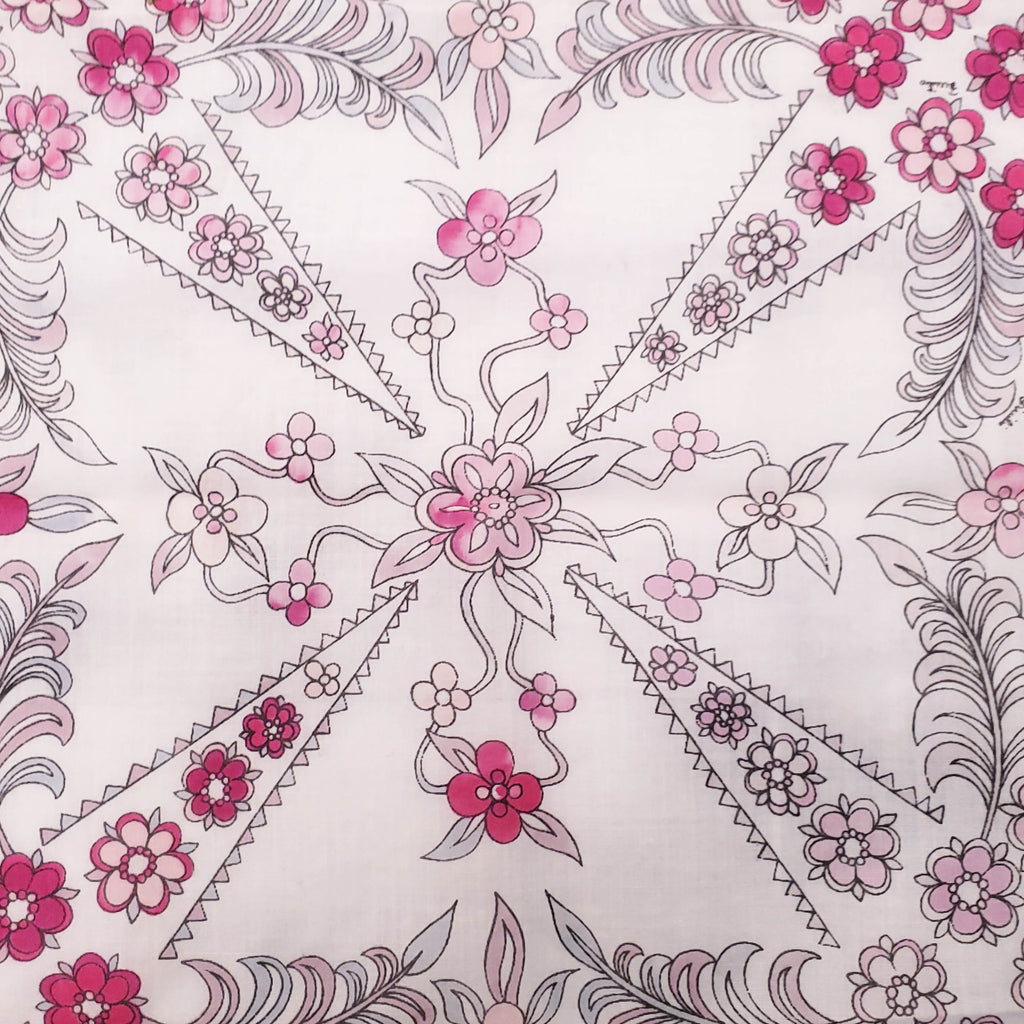 EMILIO PUCCI WHITE AND PINK FLORAL PATTERNED SCARF