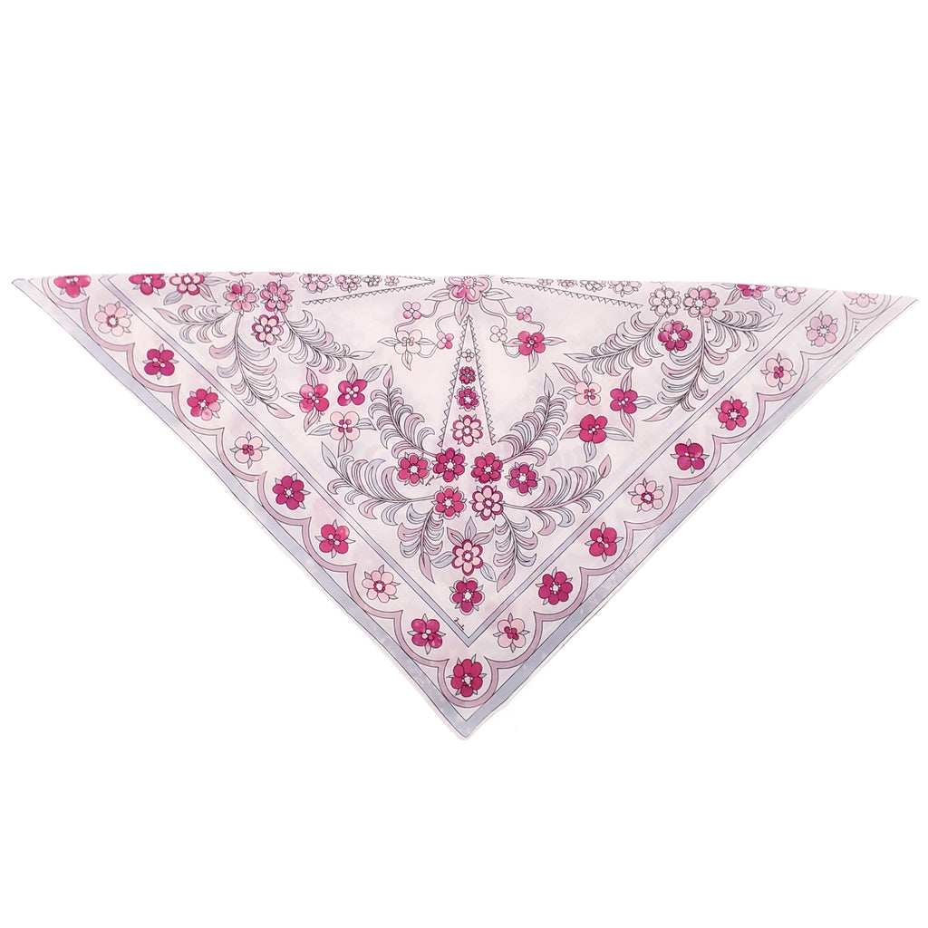 EMILIO PUCCI WHITE AND PINK FLORAL PATTERNED SCARF