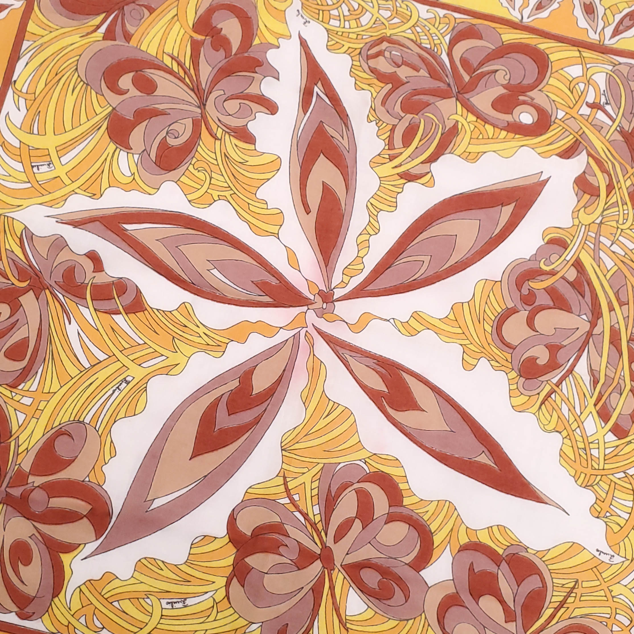 EMILIO PUCCI YELLOW AND ORANGE PATTERNED SCARF