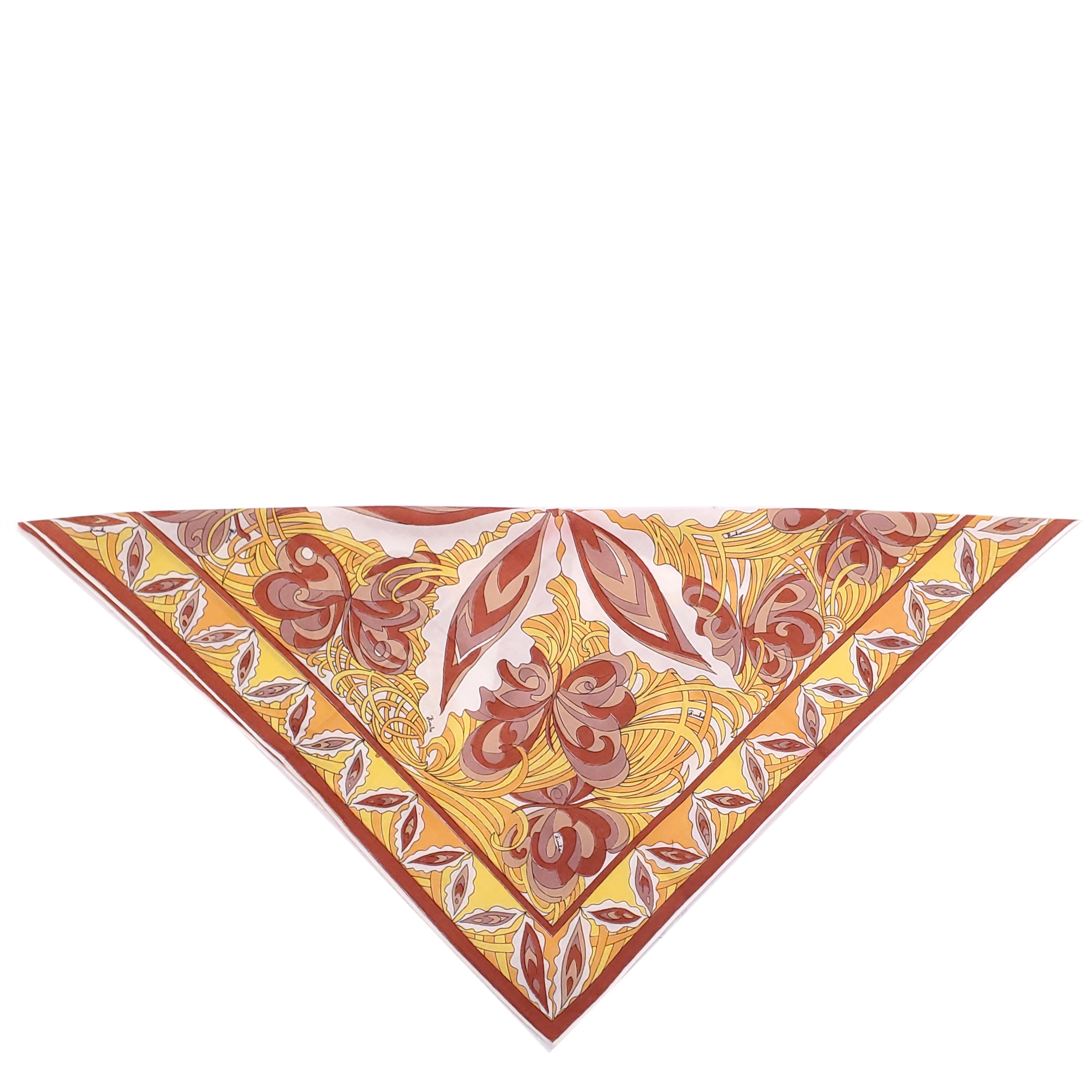 EMILIO PUCCI YELLOW AND ORANGE PATTERNED SCARF