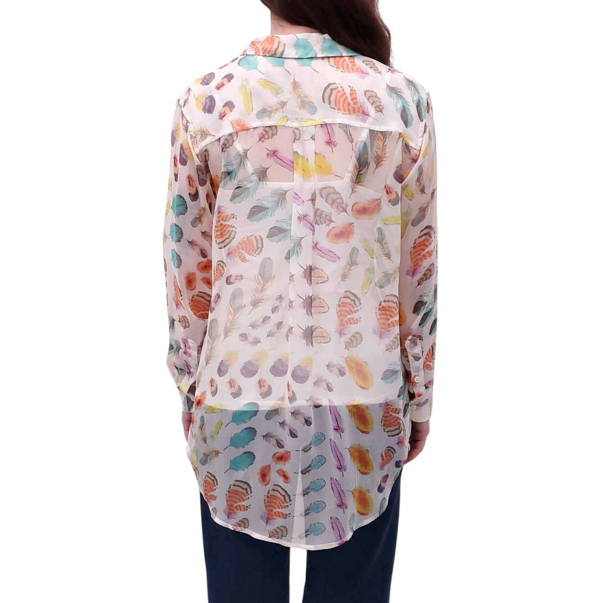 EQUIPMENT SILK FEATHER PATTERNED BLOUSE - SIZE S