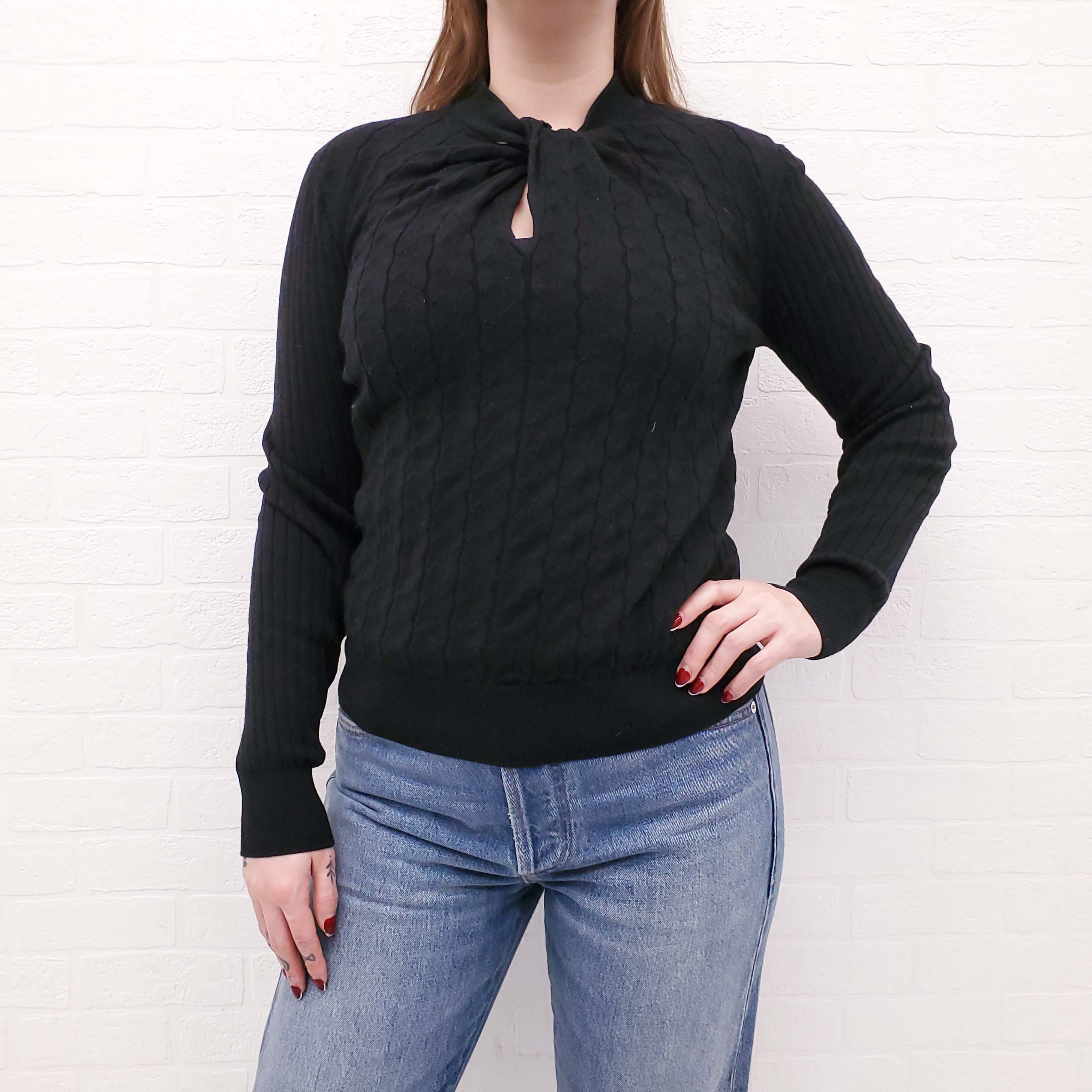 ERDEM CABLE KNIT SWEATER WITH TIE DETAIL - SIZE S