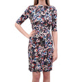 ERDEM FLORAL PATTERNED STRETCHY HALF-SLEEVE DRESS - SIZE 6