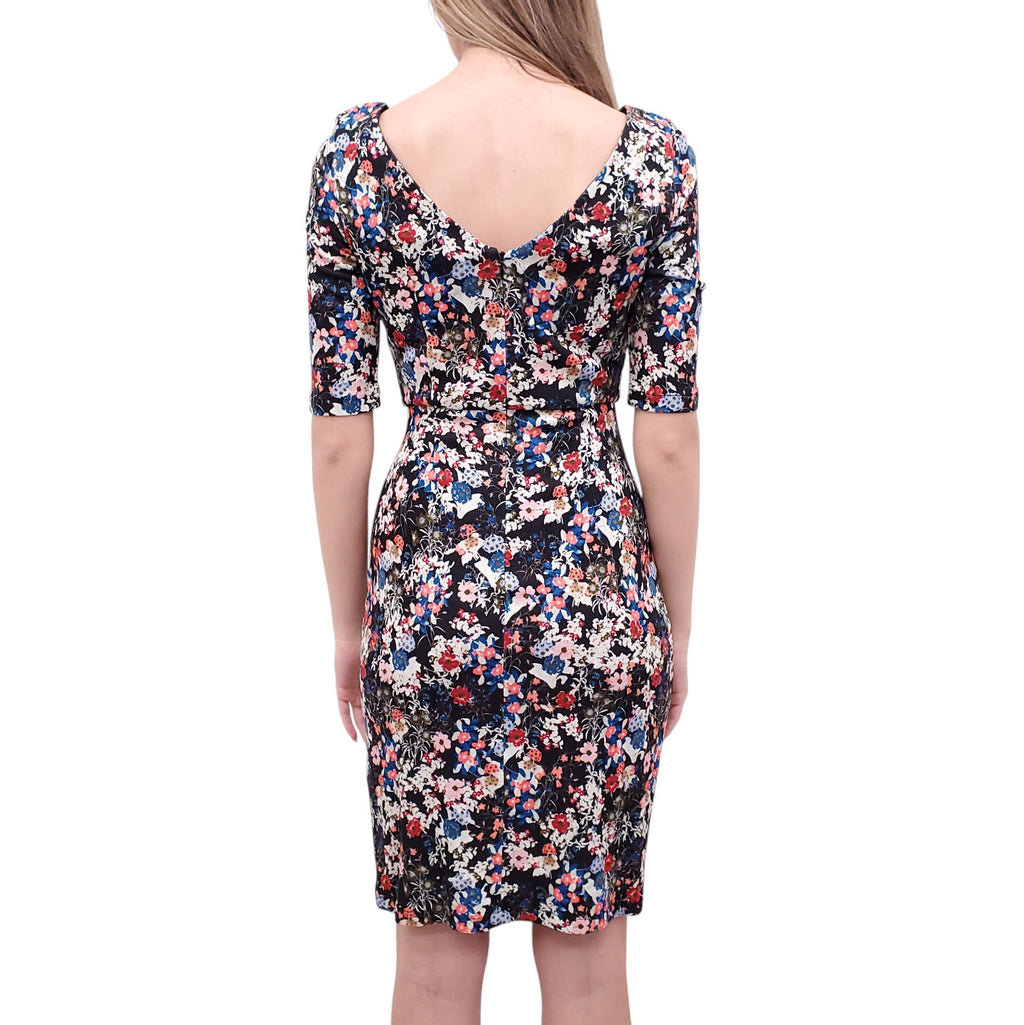 ERDEM FLORAL PATTERNED STRETCHY HALF-SLEEVE DRESS - SIZE 6