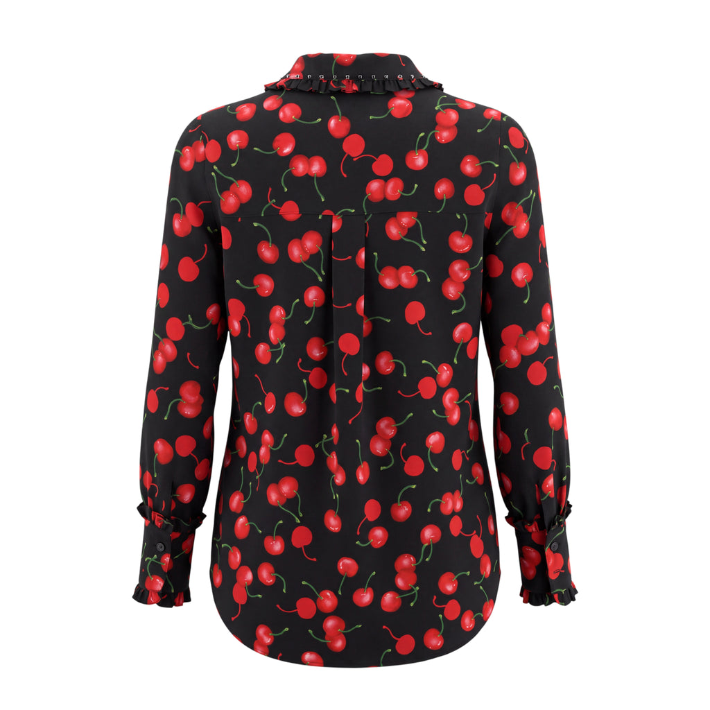 ESSENTIEL ANTWERP CHERRY BLOUSE WITH WITH RHINESTONES - SIZE 42