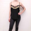 ETRO BLACK AND GREEN LACE CAMI TOP - SIZE 42