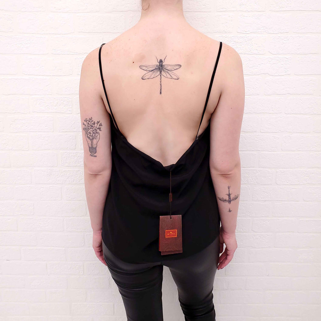 ETRO BLACK AND GREEN LACE CAMI TOP - SIZE 42