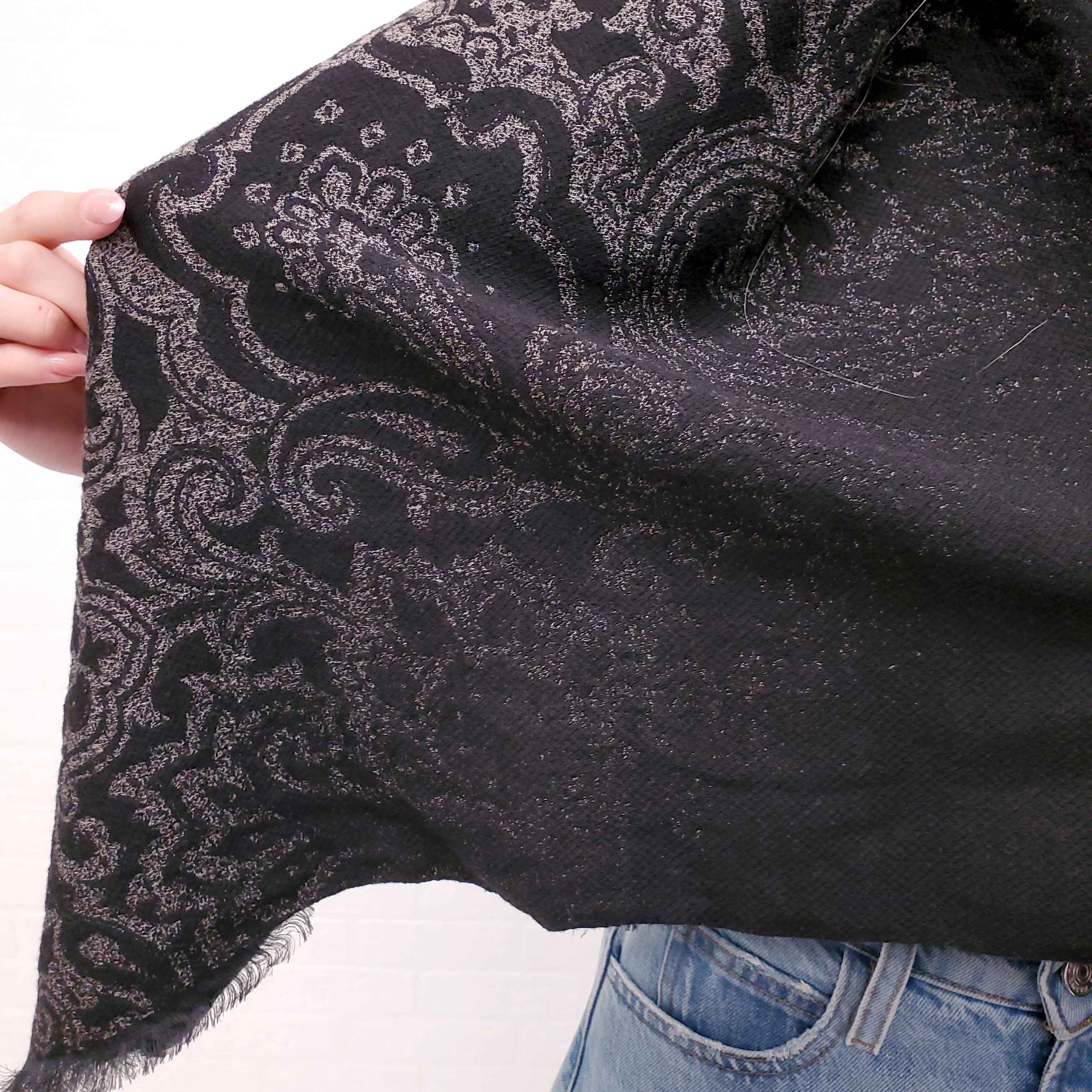 ETRO BLACK AND GREY PATTERNED SCARF
