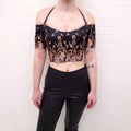 ETRO BLACK AND ROSE GOLD 'MATILDA' BROCADE CROPPED TOP - SIZE 38