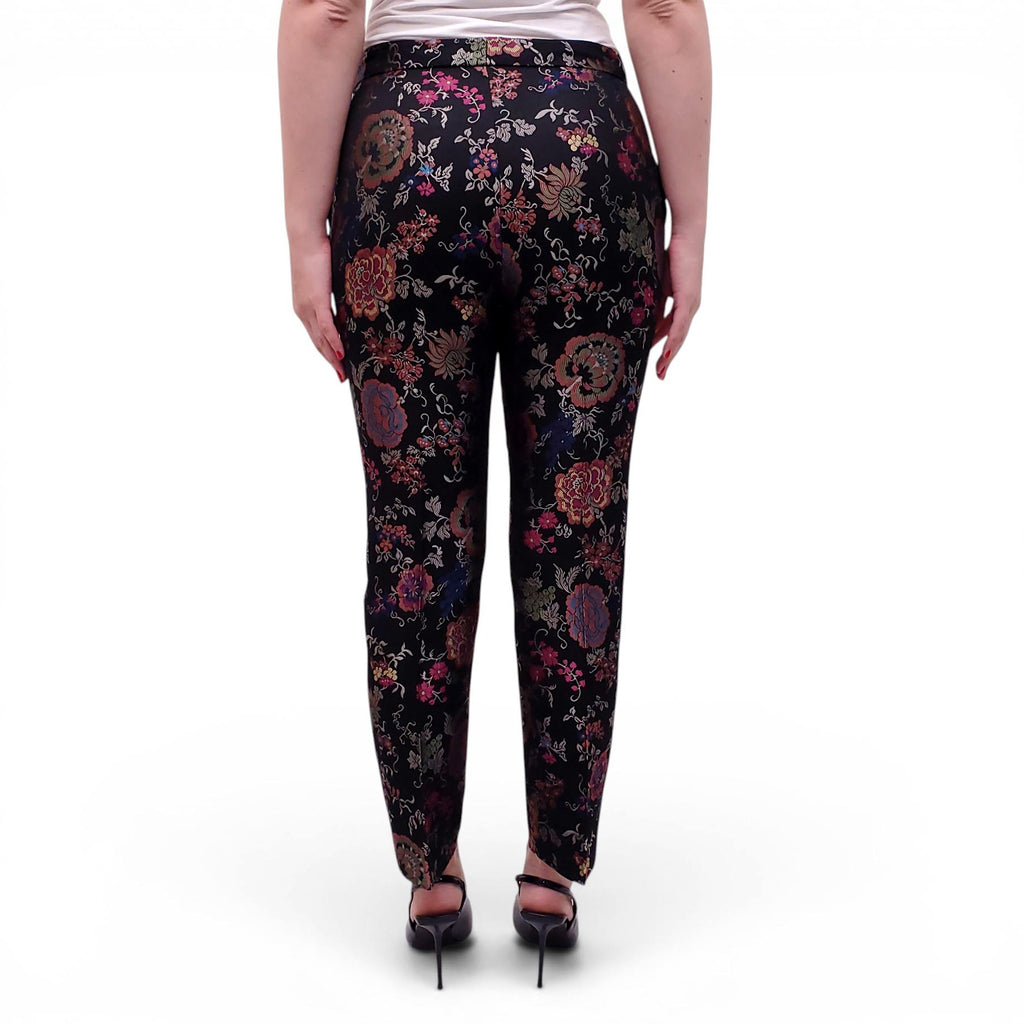 ETRO BLACK FLORAL EMBROIDERED TROUSERS - SIZE 44