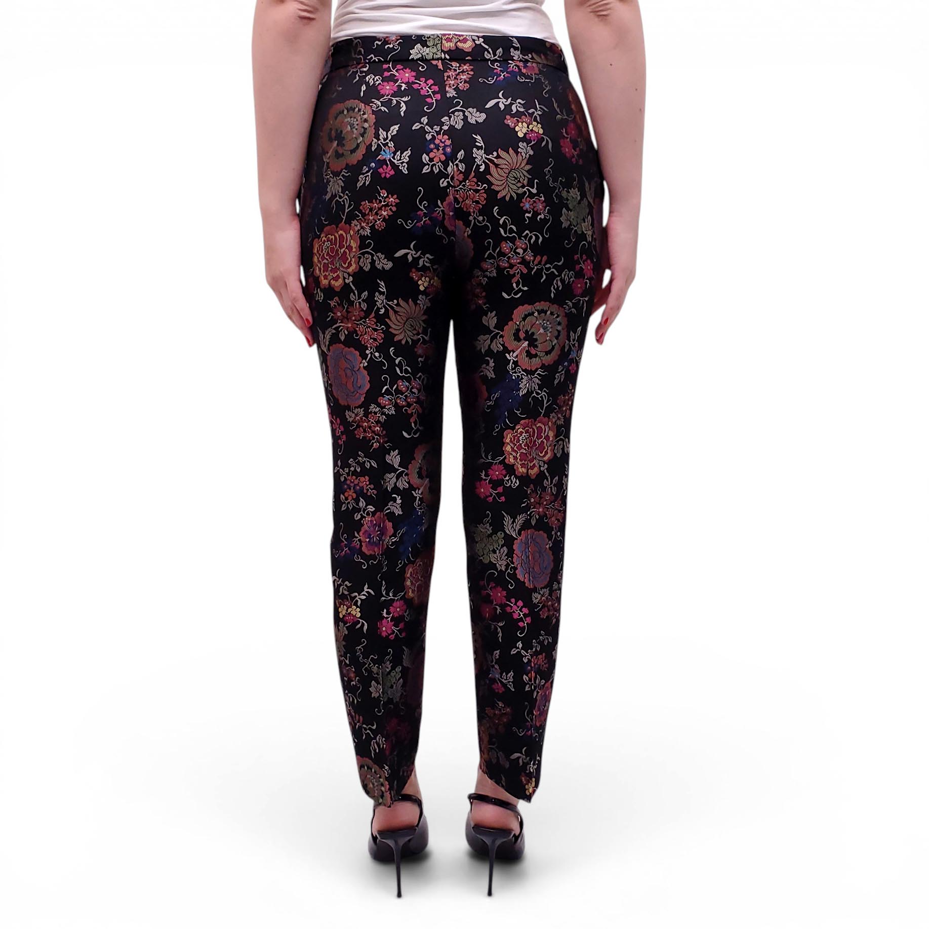 ETRO BLACK FLORAL EMBROIDERED TROUSERS - SIZE 44