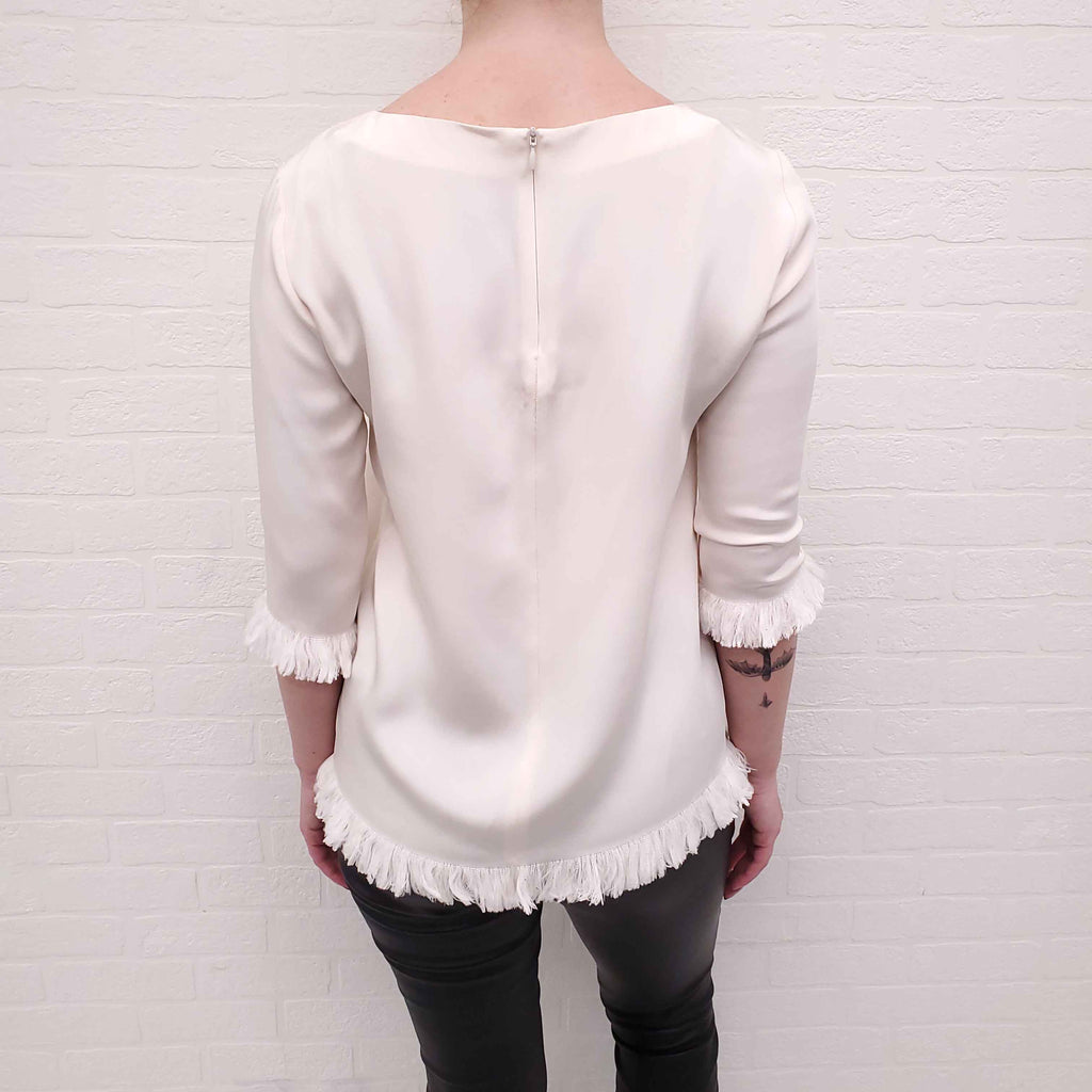 ETRO CREAM BLOUSE WITH FRINGE DETAILS - SIZE 40