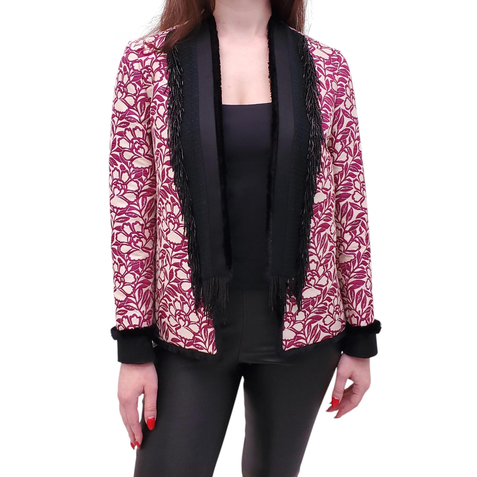 ETRO PINK FLORAL JACQUARD JACKET - SIZE 44
