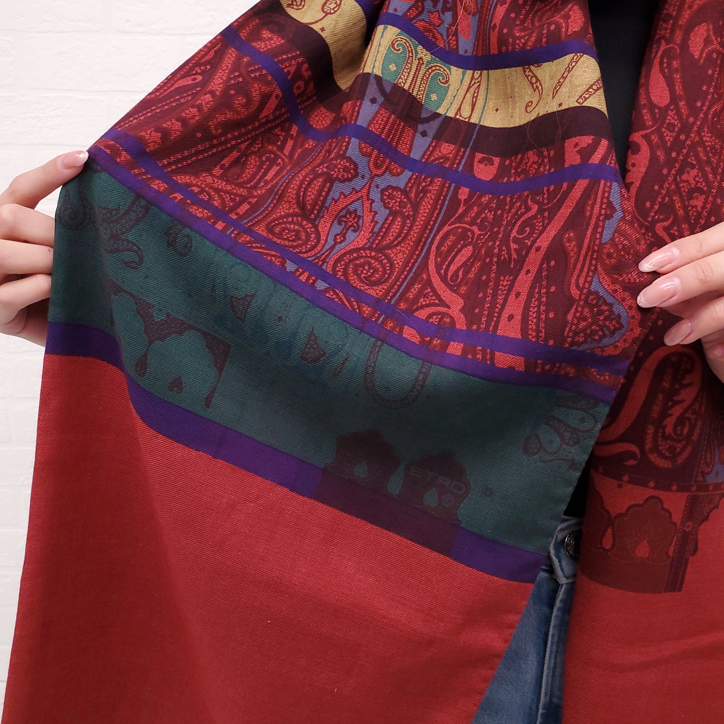ETRO RED PATTERNED SCARF