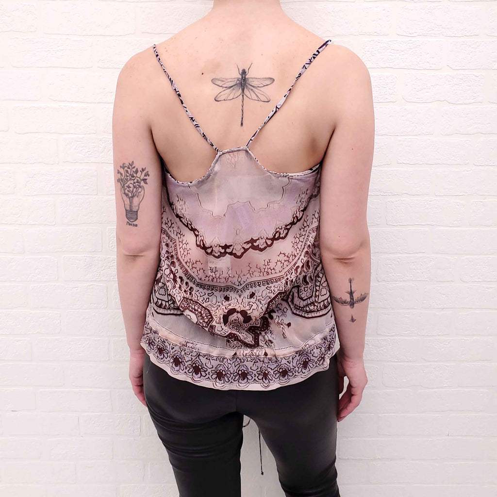 ETRO SHEER PURPLE PATTERNED PRINTED TANK TOP - SIZE 44