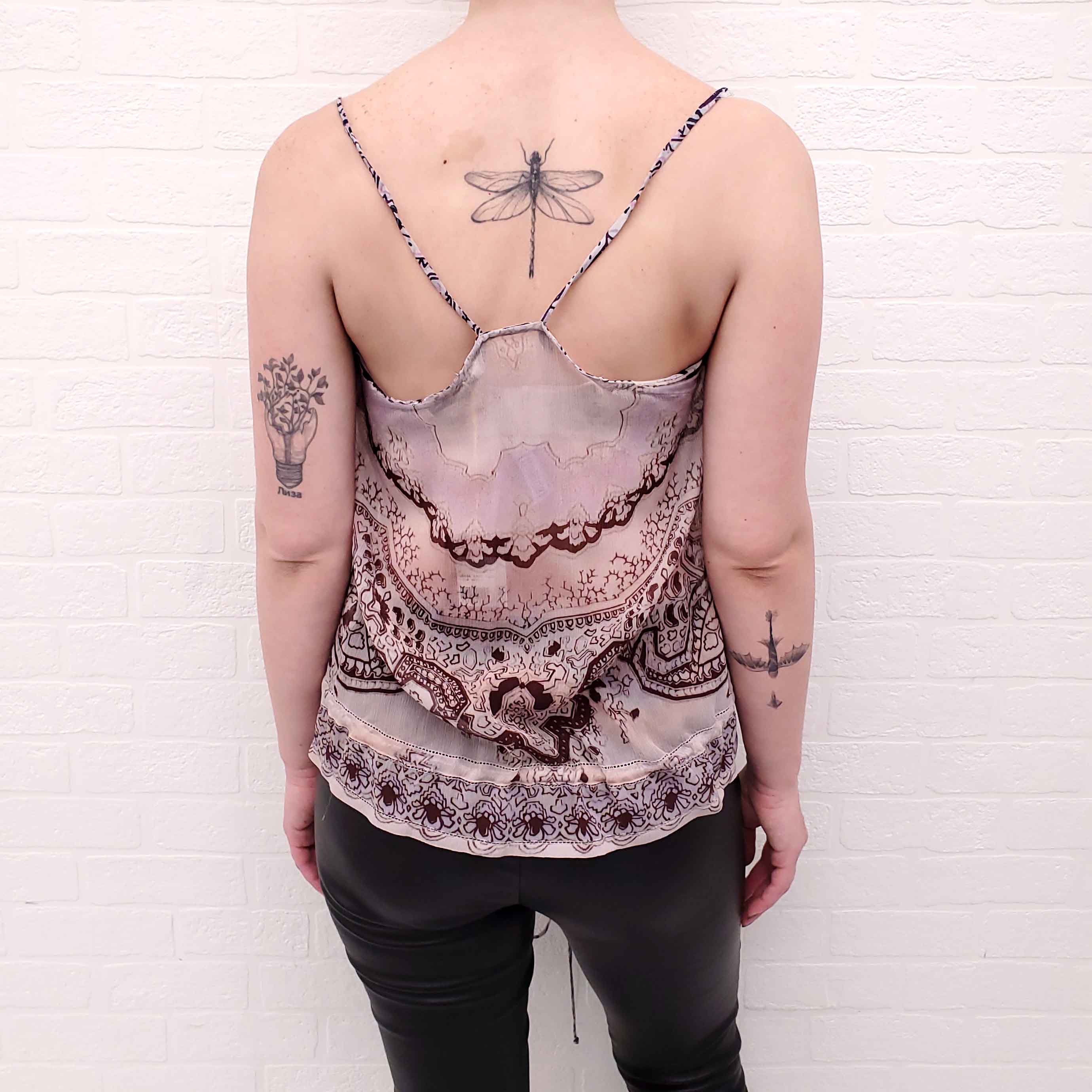 ETRO SHEER PURPLE PATTERNED PRINTED TANK TOP - SIZE 44