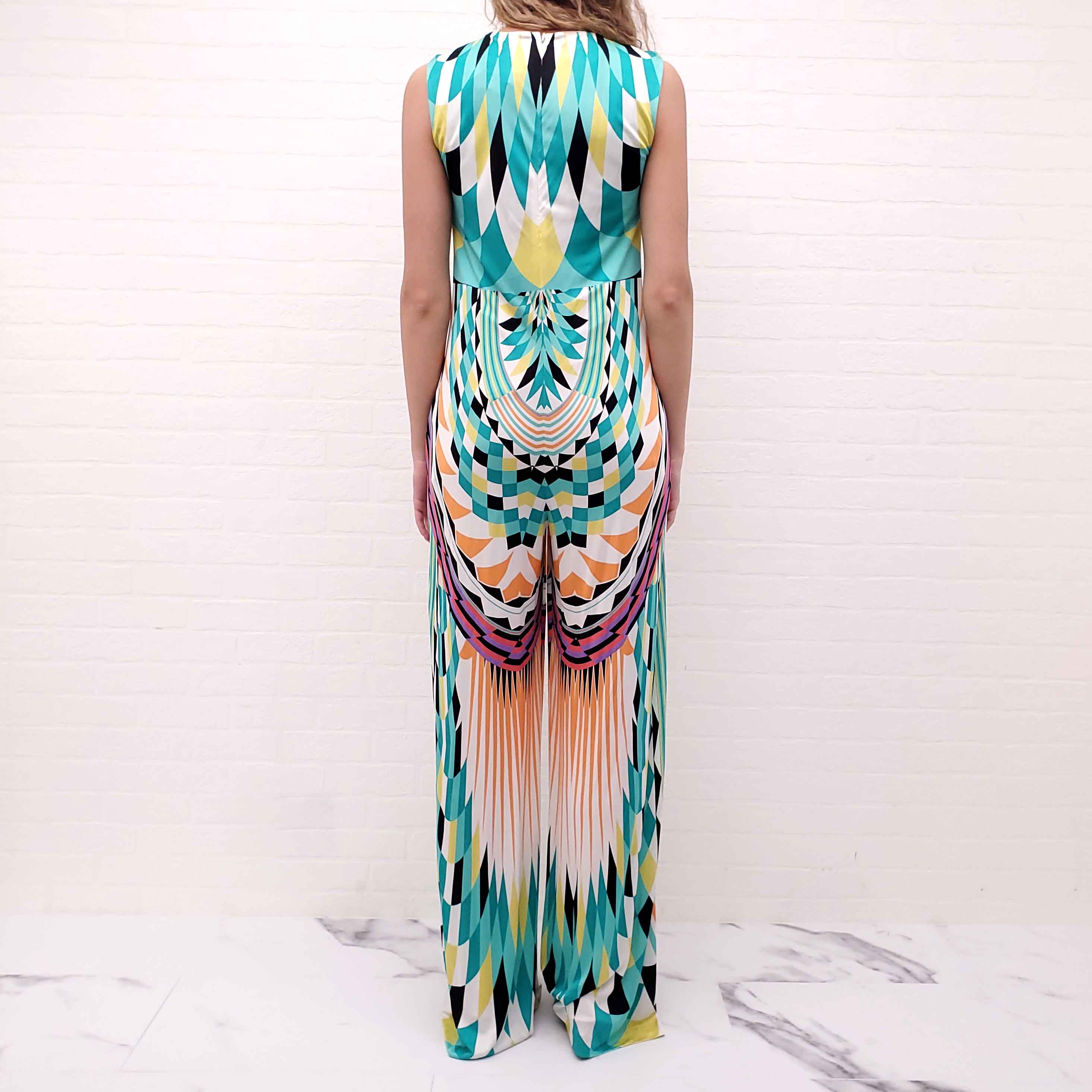 ETRO TURQUOISE PATTERNED JUMPSUIT - SIZE 42
