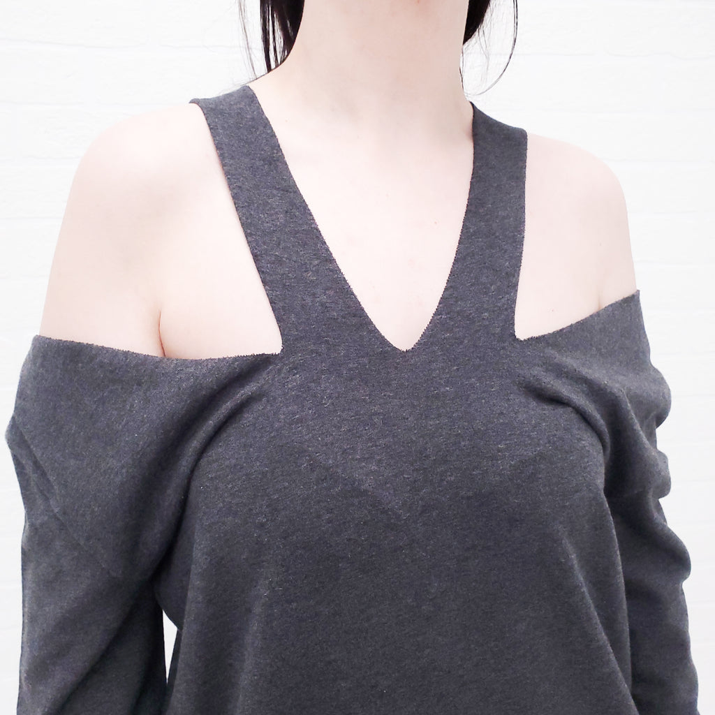 MM6 MAISON MARGIELA GREY TUNIC WITH CUTOUT DETAIL - SIZE M