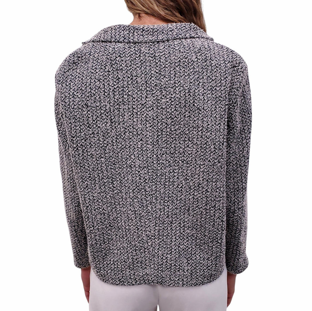 FABIANA FILIPPI BLACK AND WHITE COTTON SUMMER BLAZER - SIZE L