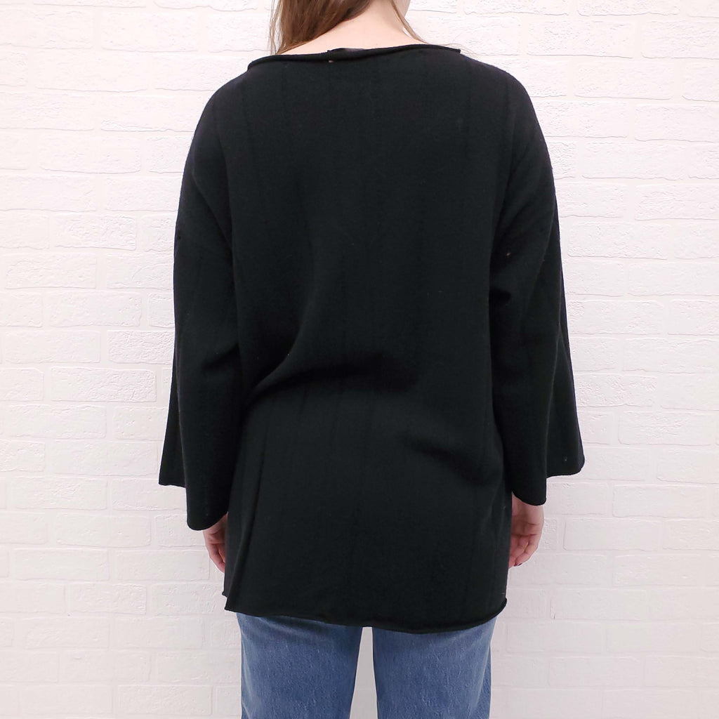 FABIANA FILIPPI BLACK SWEATER WITH MONILI - SIZE L