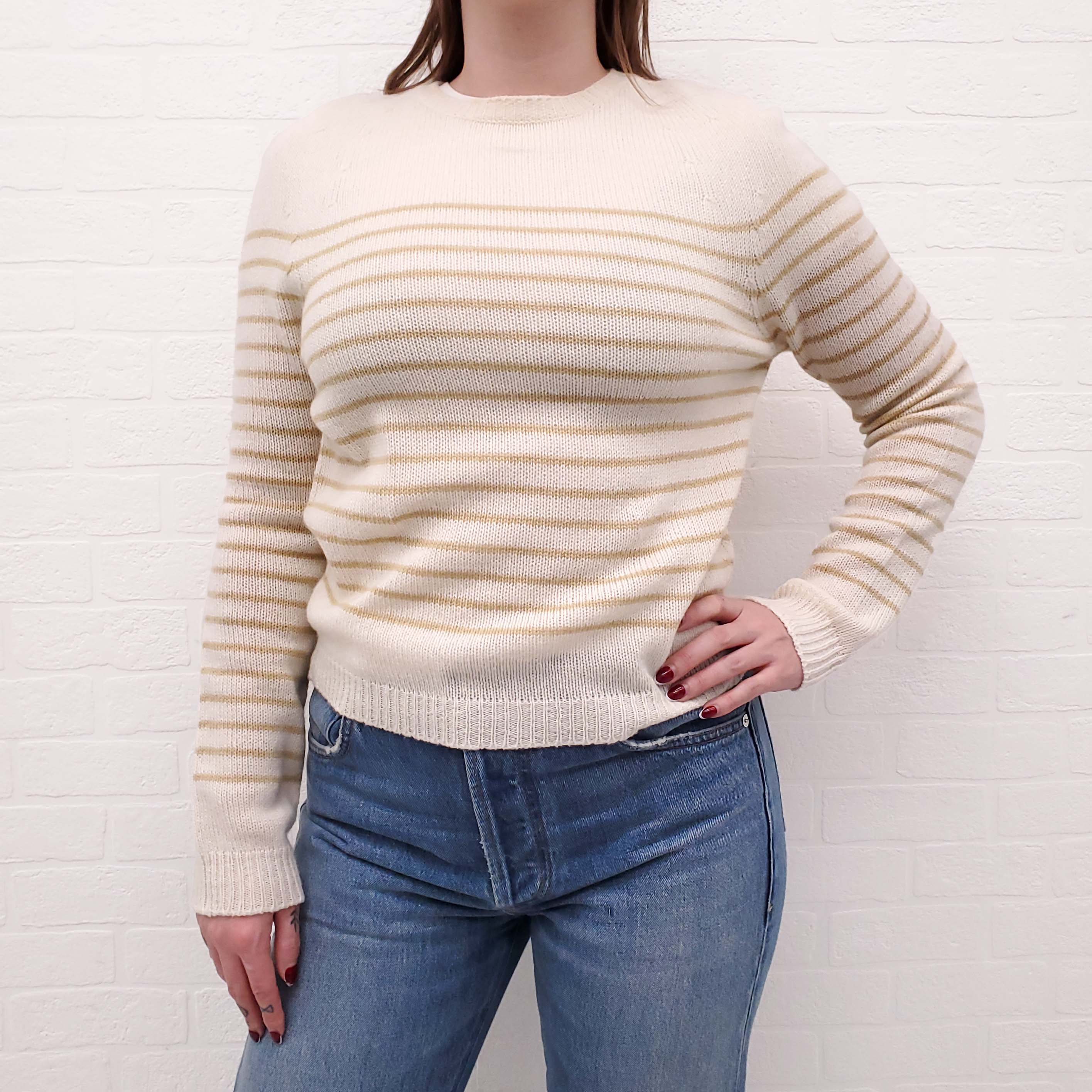 FABIANA FILIPPI CREAM STRIPED SWEATER - SIZE 42